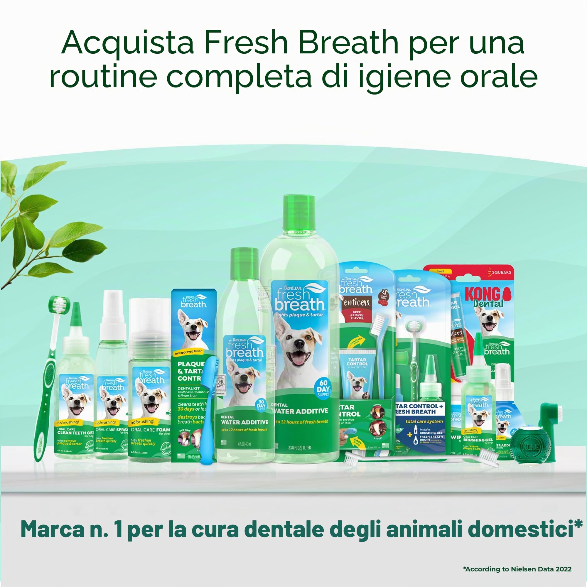 TropiClean Fresh Breath Puppy, kit per l'igiene orale, deodorante per l'alito, kit completo di spazzolini da denti per cani per cuccioli, aiuta a rimuovere placca e tartaro, per cuccioli, 59 ml (la confezione può variare)