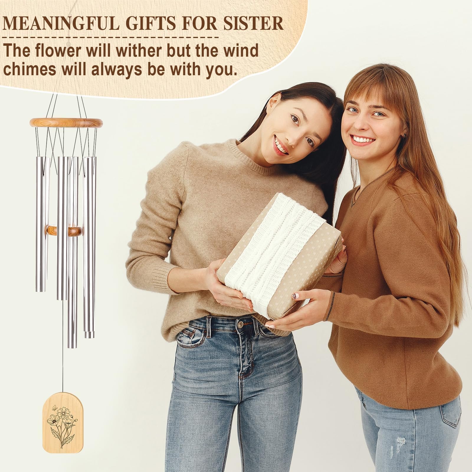 Best Two Friends Patio Gifts & Sets for 2026 1 Lonfliness Large Size Sister Gifts for Women 32In Sister Wind Chimes for Female — product photo