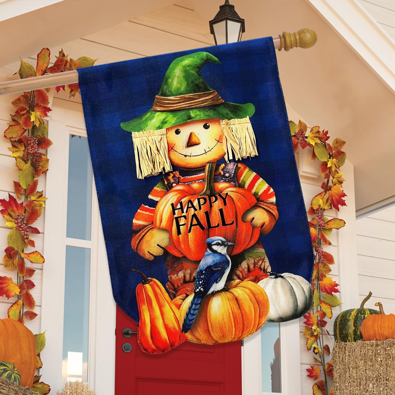 Briarwood Lane Happy Fall Scarecrow Burlap House Flag