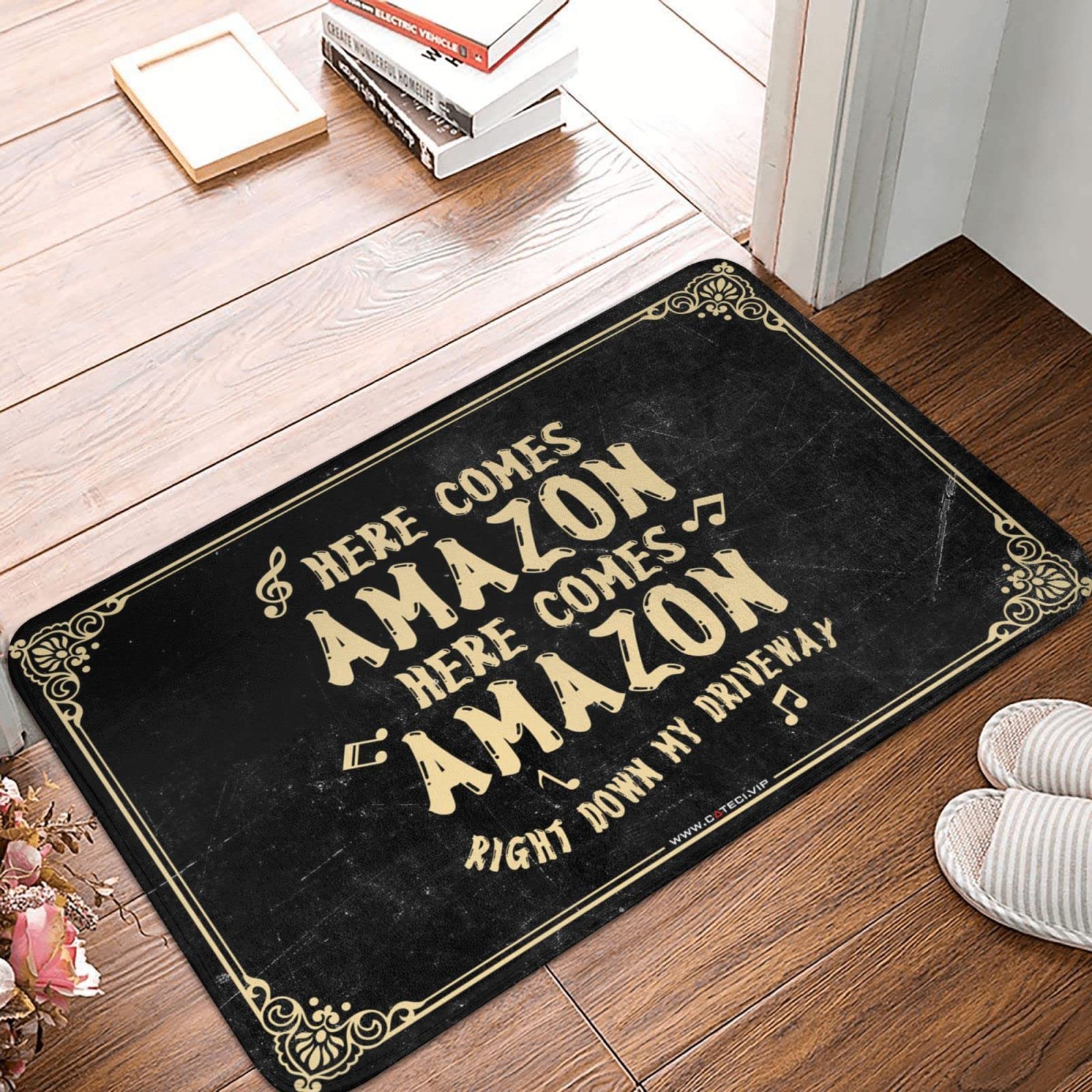 Inside Floor Rugs Here Comes Amazon Right Down My Driveway Non-Slip Rubber Backing Indoor Doormat Easy Clean Mats for Entryway Home Decor 20 * 32 Inches