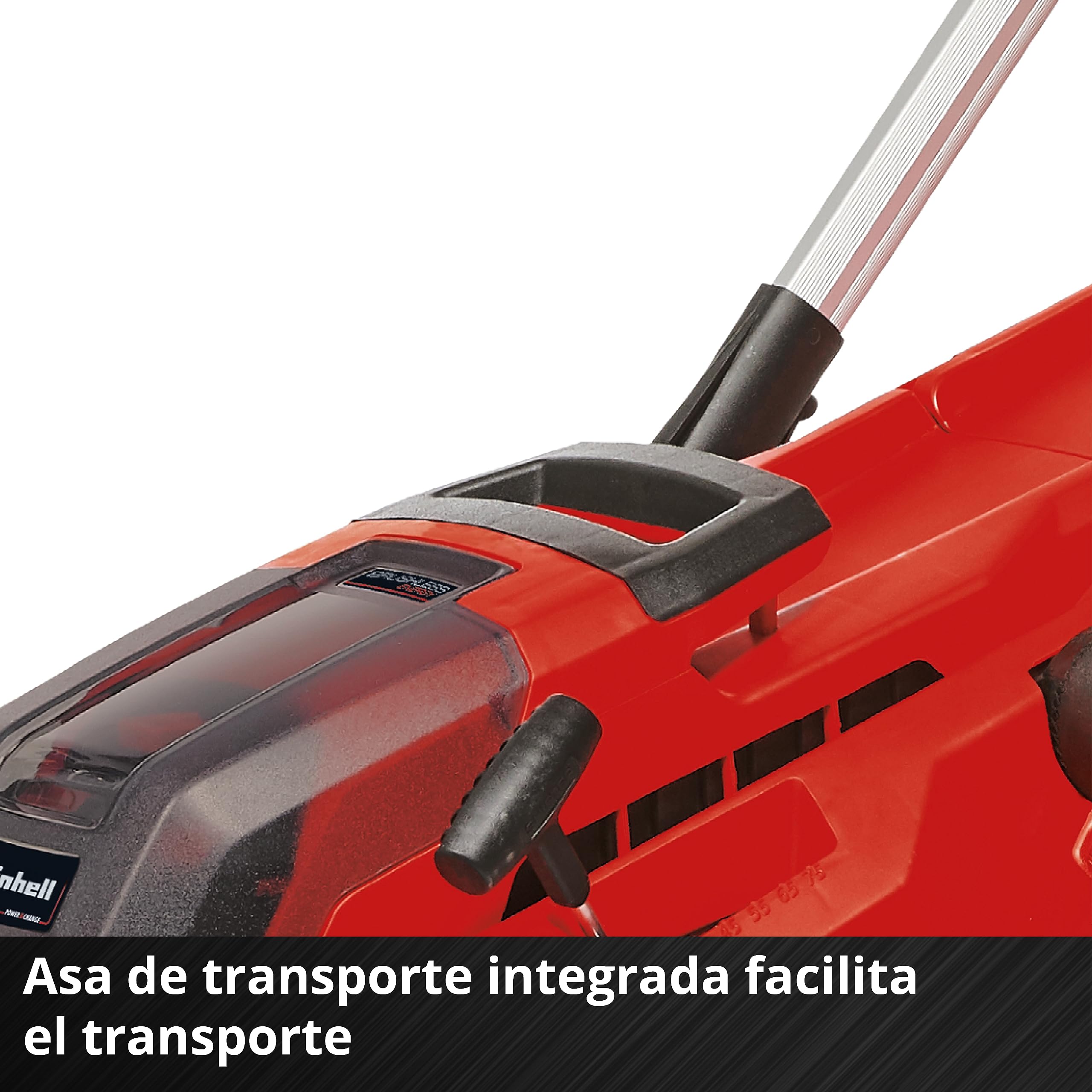 Einhell Set de cortacésped con batería GP-CM 36/450 Power X-Change (36 V, 38 cm de corte, 450 m², sin escobillas, mullido, bolsa colectora de 45 l, dos baterías de 4,0 Ah + cargador Twincharger)