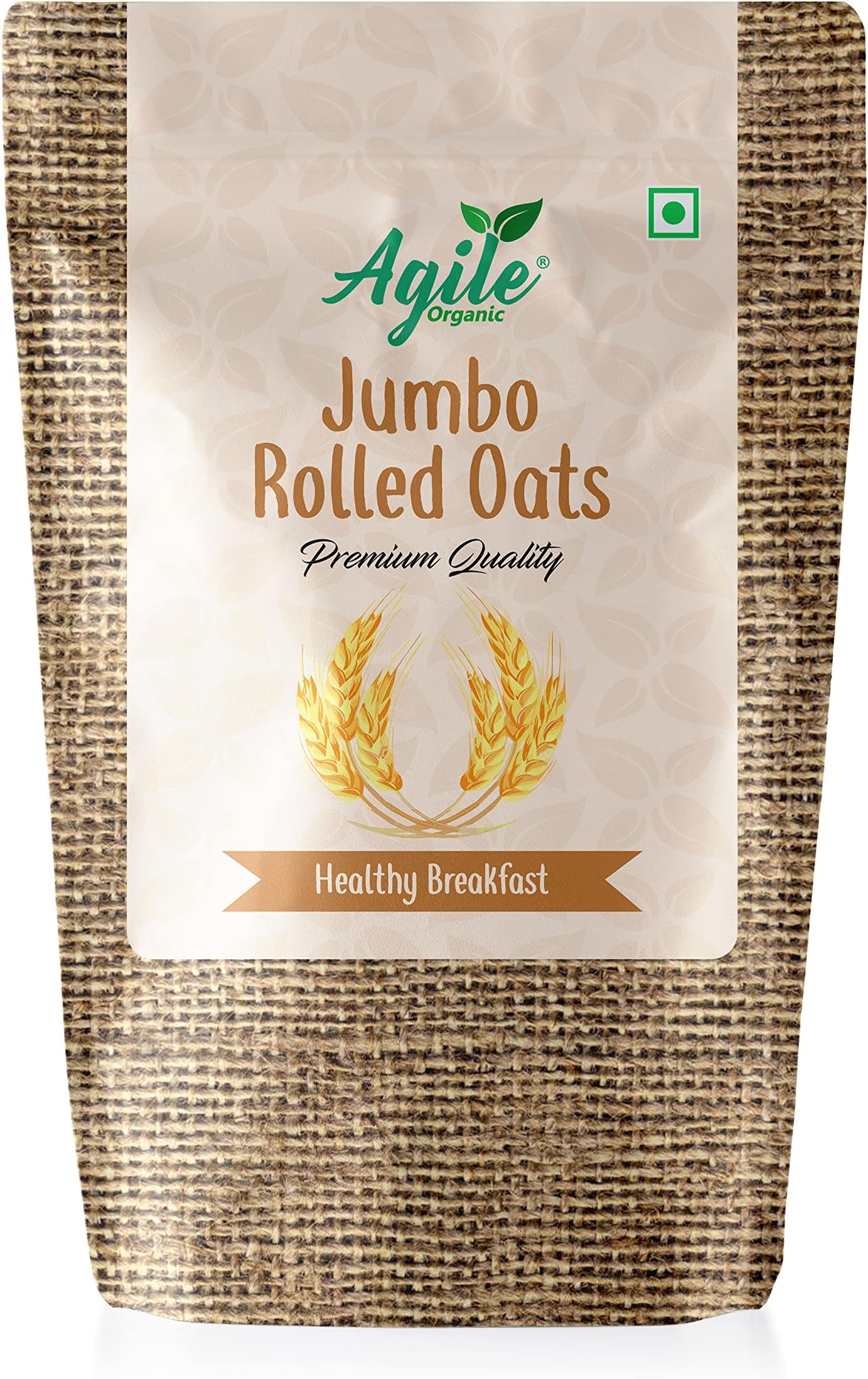 Agile Organic® Jumbo Rolled Oats, 500g - Gluten Free Oats | Diet Food | 100% Wholegrain Breakfast | Oats for Weight Loss
