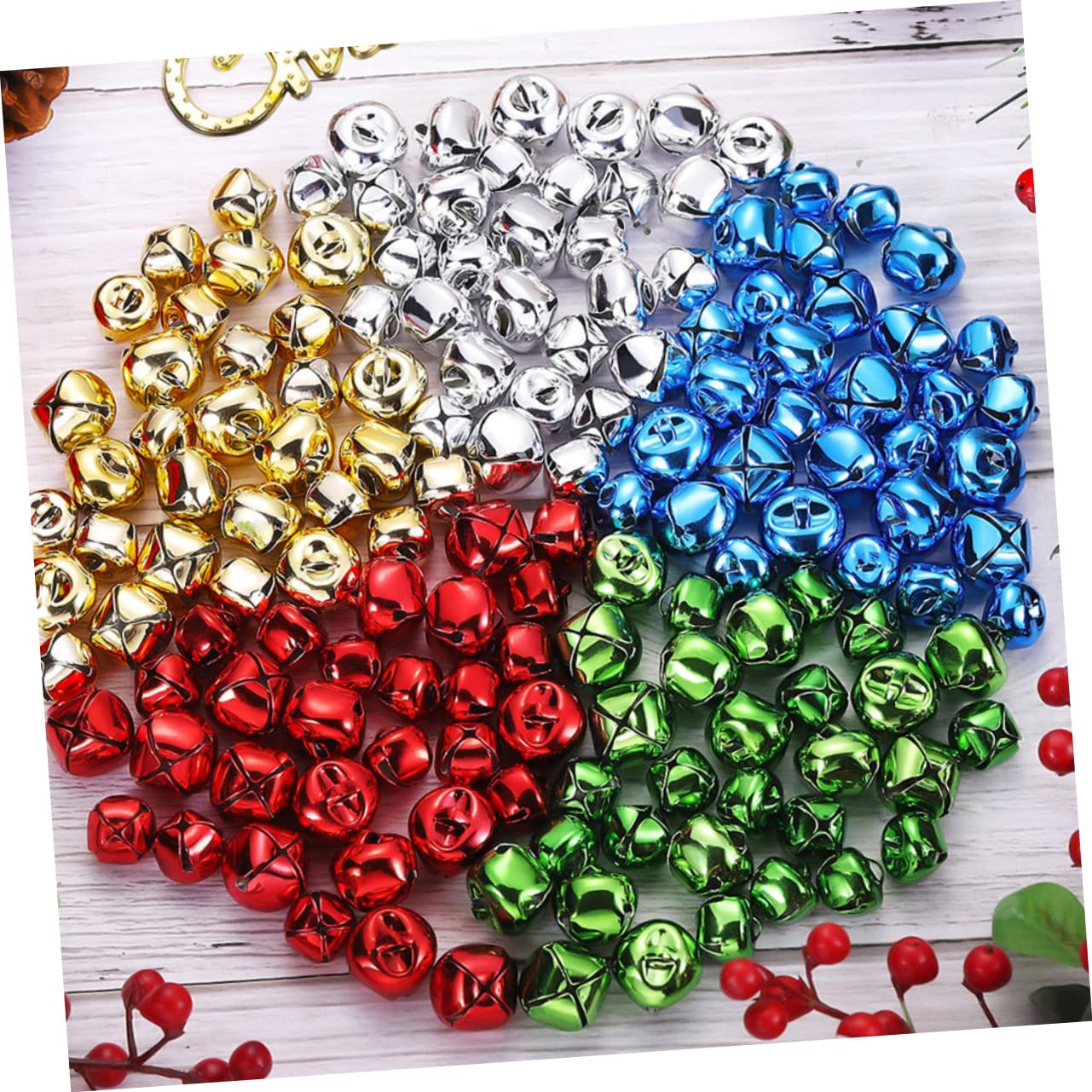BELLIFFY 60Pcs Plated Decorative Bells for Crafts Multi Function Xmas Bell Accessories for Birthday Parties Outdoor Decor and Weddings Durable Material