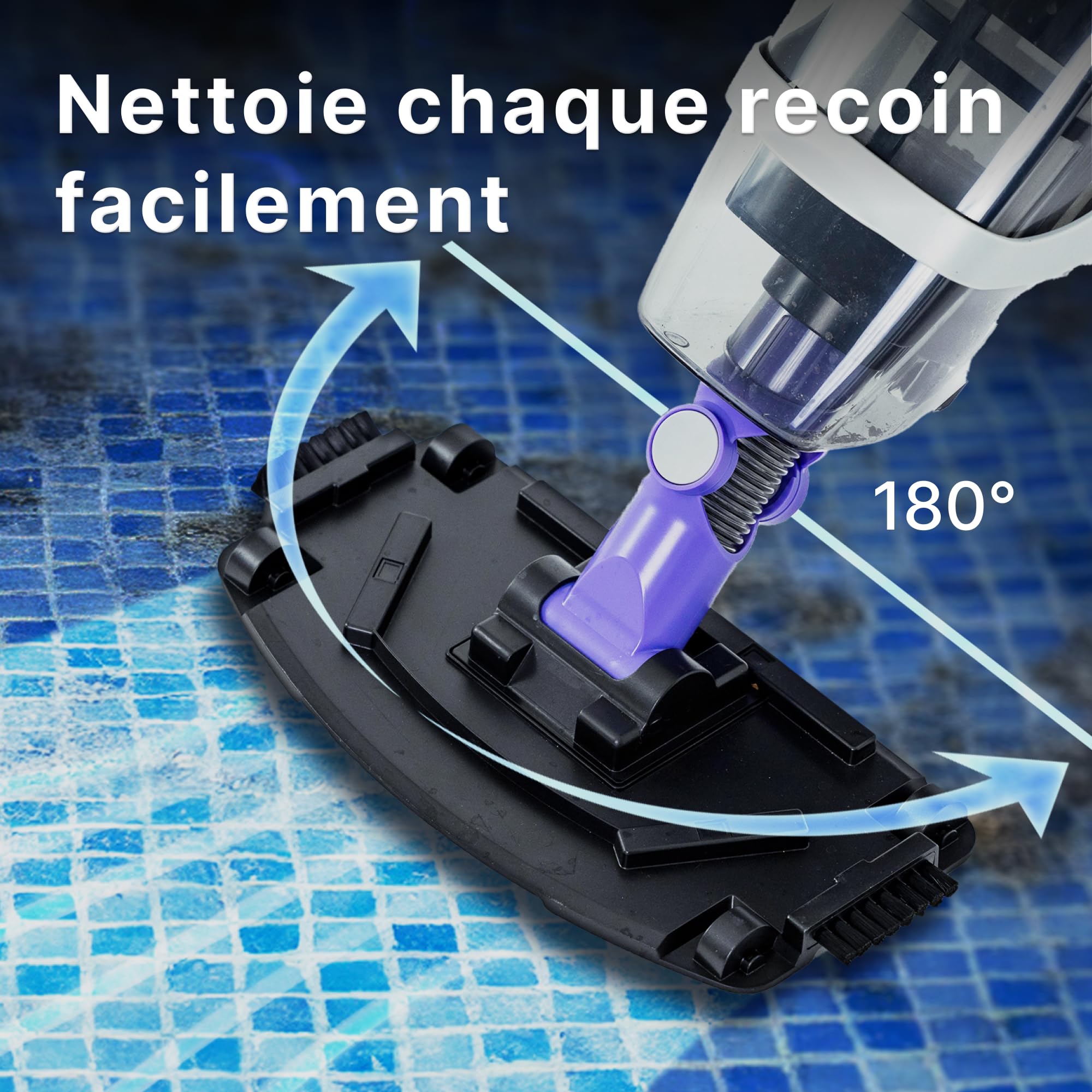 Niya AquaSweep S1 Aspirateur de Piscine sans Fil avec Manche télescopique, Aspiration puissante, Nettoyage des Coins Difficiles d’accès, Autonomie de 60 Min, pour Piscines Hors-Sol et enterrées, Spas