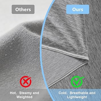 QUTOOL Cooling Blanket for Night Sweats, Q-Max>0.5 Cooling Fibres for Hot Sleepers, Double-Sided Cooling Lightweight Breathable Summer Blanket for Bed Sofa, Grey 150x200cm