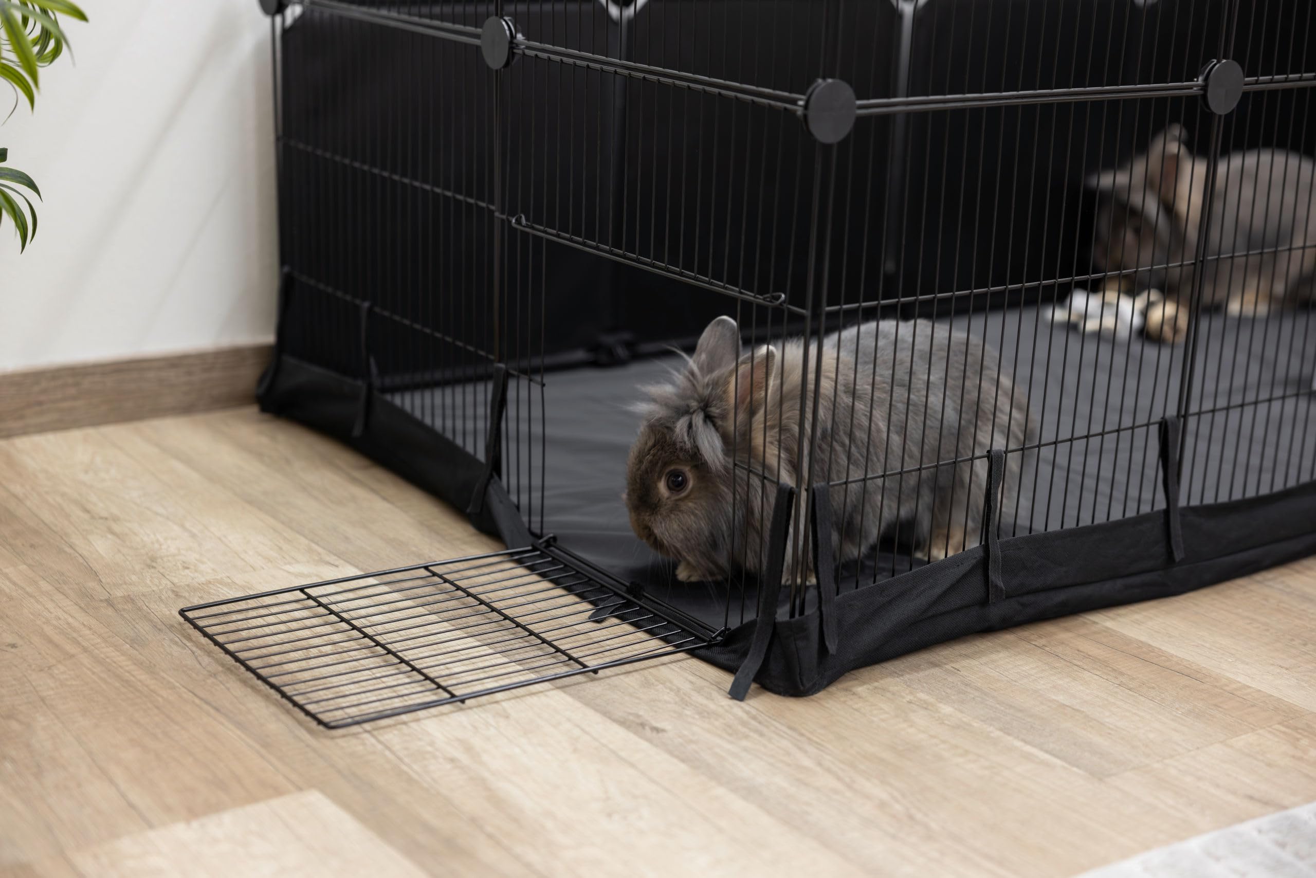 Kerbl Pet recinto da interni Hoppla, nero, 144x72x72 cm, recinto per piccoli animali, box, metallo verniciato a polvere, roditori, conigli, lepri