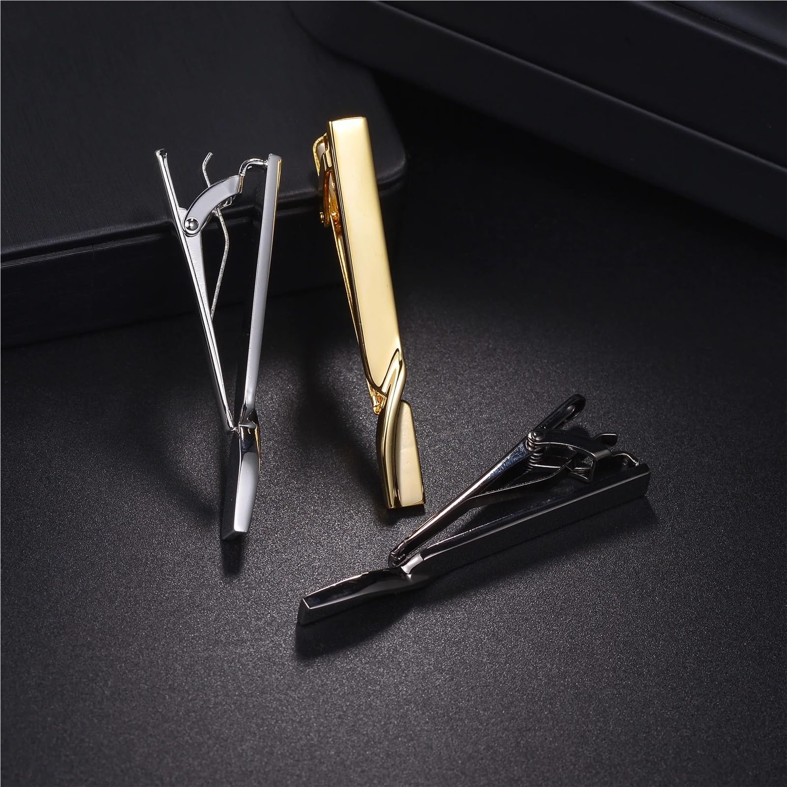 Clip de Corbata de Metal for Hombre, Broche de Corbata de Boda, Barra de Corbatas de Caballero, Pin de Corbata de Cobre, Accesorios de joyería, 2 uds.(Gold)
