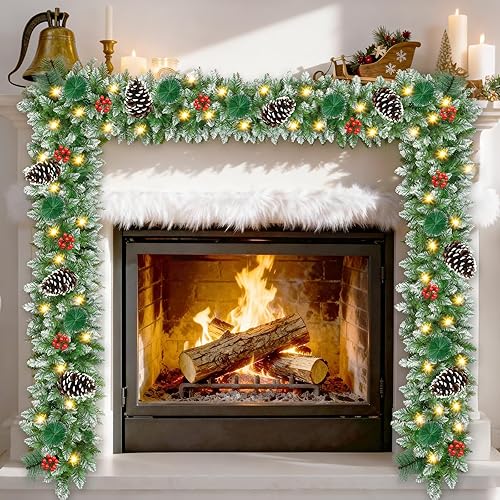 Guirnalda de Navidad con LED de 9 pies, guirnalda de Navidad artificial de 250 piezas de ratán verde, decoración artificial para escaleras, pared, disponible en Yaxa Costa Rica