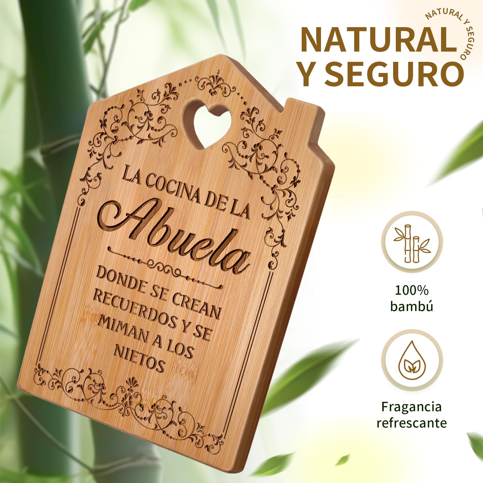 Regalo Abuela, Regalo Abuela Cumpleaños - Tabla de Cortar de Bambú Grabada en Forma de Casa, Regalo Dia de la Madre Original