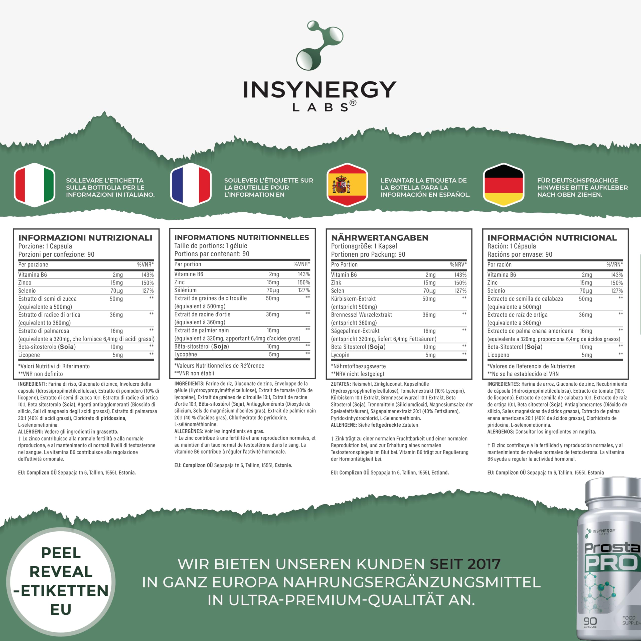 Prostate Pro – Prostata-Komplex-Kapseln mit Sägepalmenextrakt (Saw Palmetto), Brennnessel, Beta-Sitosterol & Lycopin – 90 vegane Kapseln für umfassende Prostata-Unterstützung