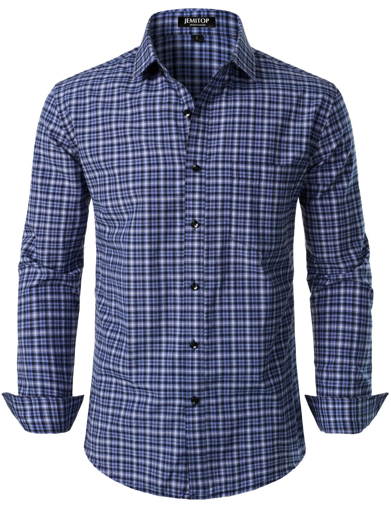 JEMITOP Men's Transitional Weather Slim Fit Long Sleeve Button Down Shirt Business Casual Dress Shirts with Pocket