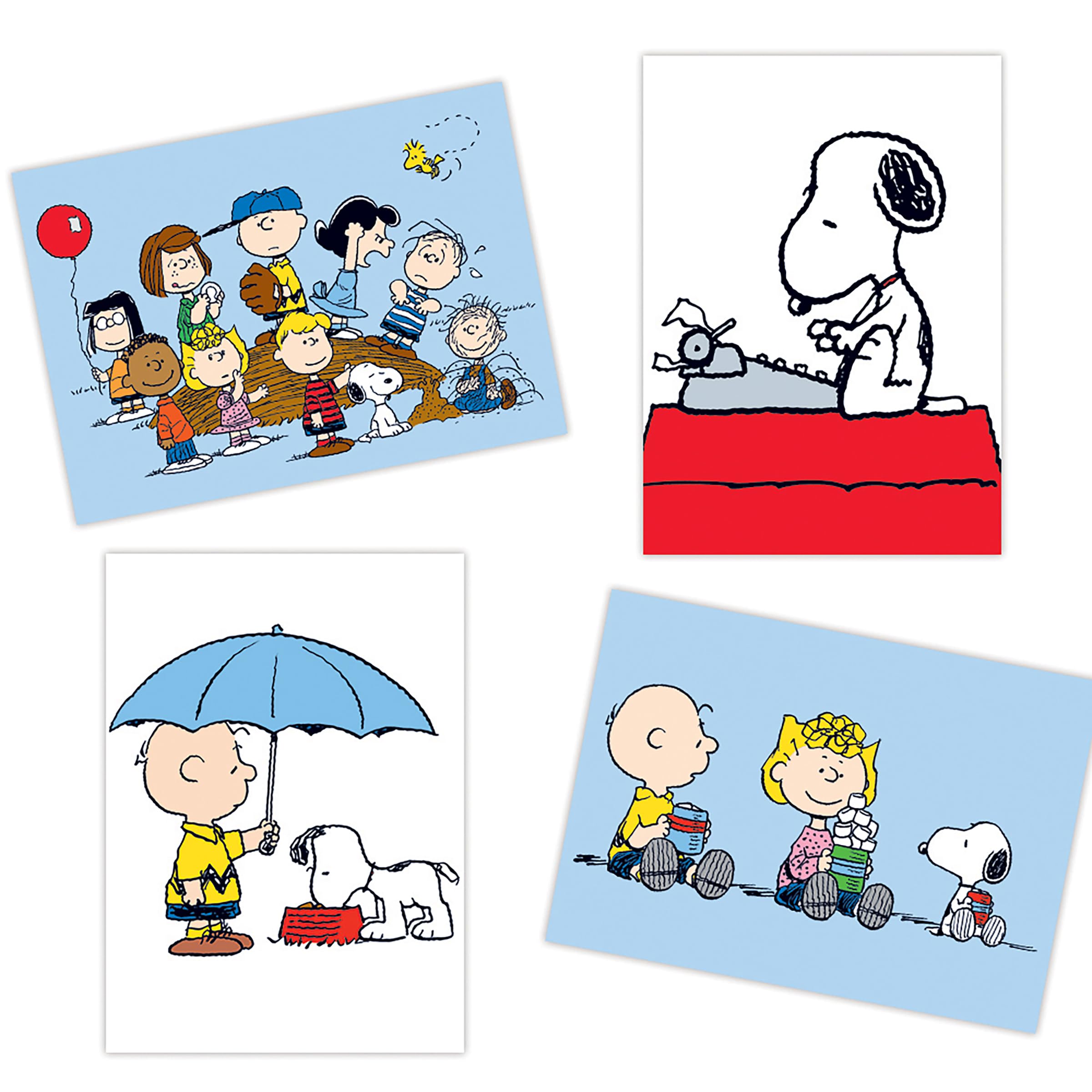 Graphique Set Di 20 Biglietti Di Auguri A Tema Peanuts Con Glitter - 4 Disegni, Buste Bianche E Scatola Regalo, 13.3x17.1cm - 3