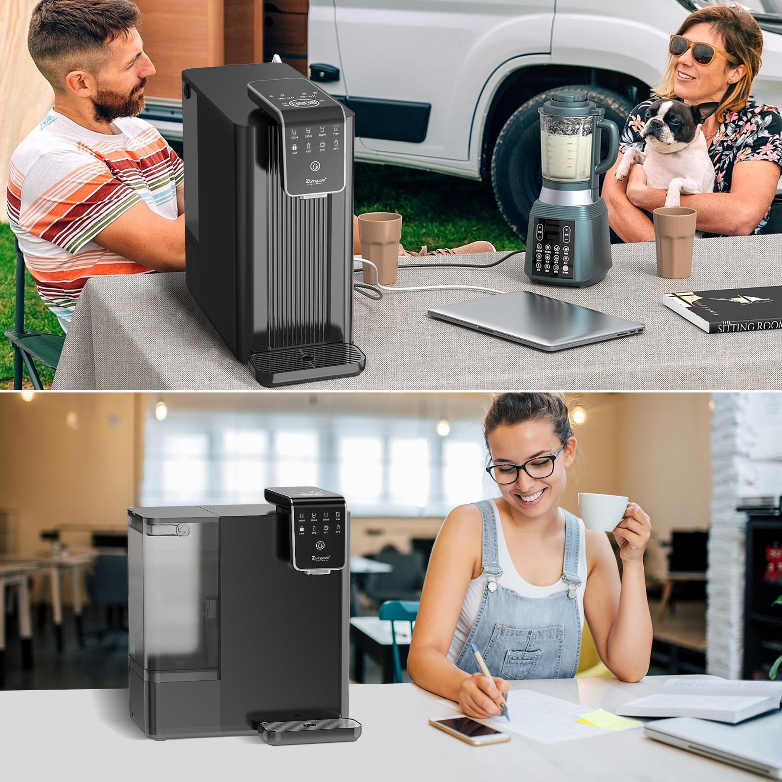 Osmoseur Inverse Distributeur Eau Chaude: osmose inverse avec filtration à 6 niveaux Système d'osmose inverse de comptoir moniteur TDS en temps réel 3:1 pur à évacuation pour Cuisine Bureau Maison