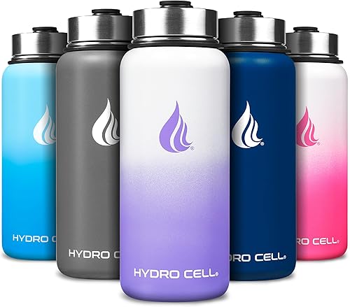 Miniatura 156 de HYDRO CELL Botella de agua aislada de acero inoxidable con pajilla, para bebidas frías y calientes, frasco de vacío de metal con tapa de rosca y