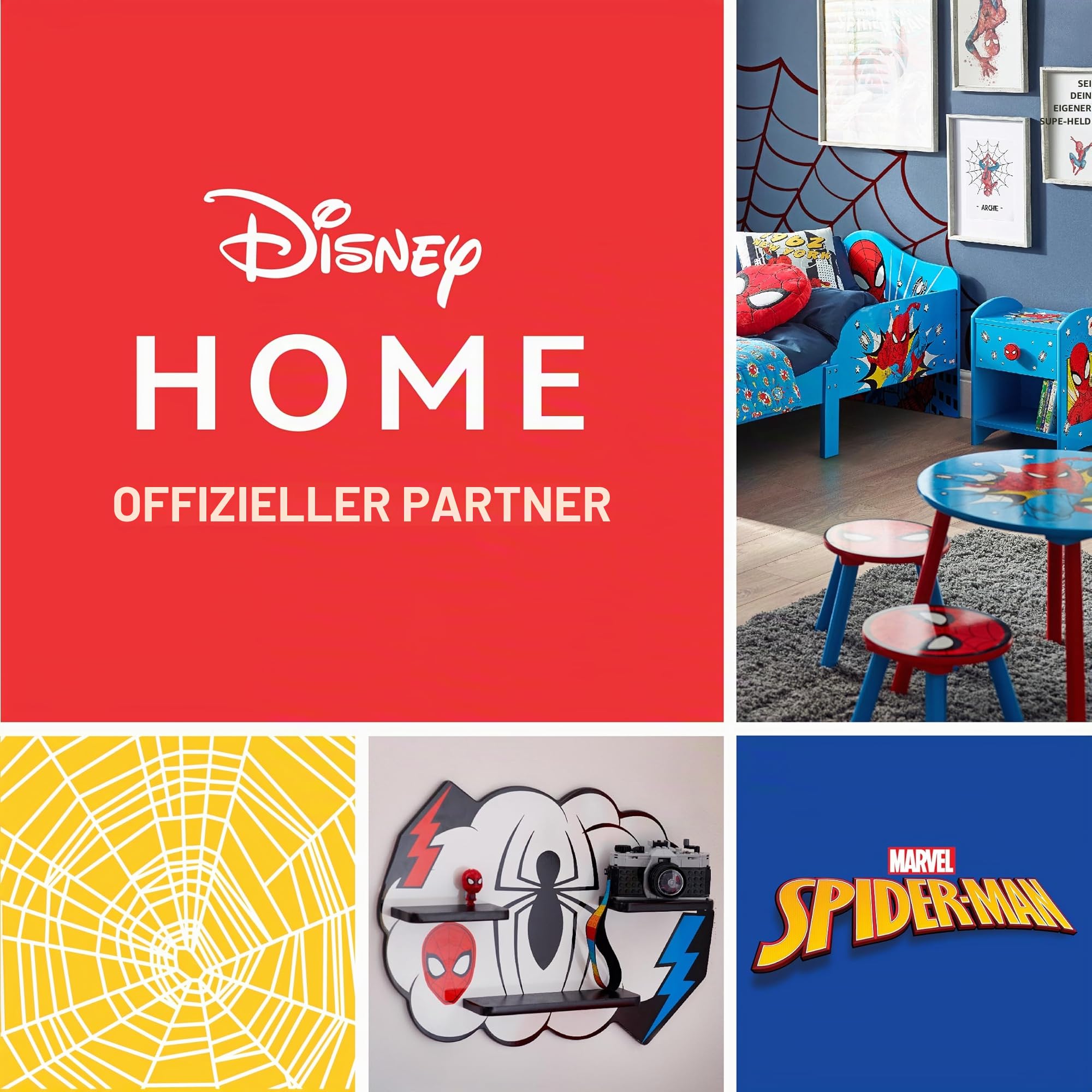 Spider-Man Nachttisch, stabile Holzwerkstoff-Konstruktion mit 2-stöckigem Design für reichlich Stauraum, kleiner Beistelltisch mit Schublade und Ablagefach für Kinderzimmer