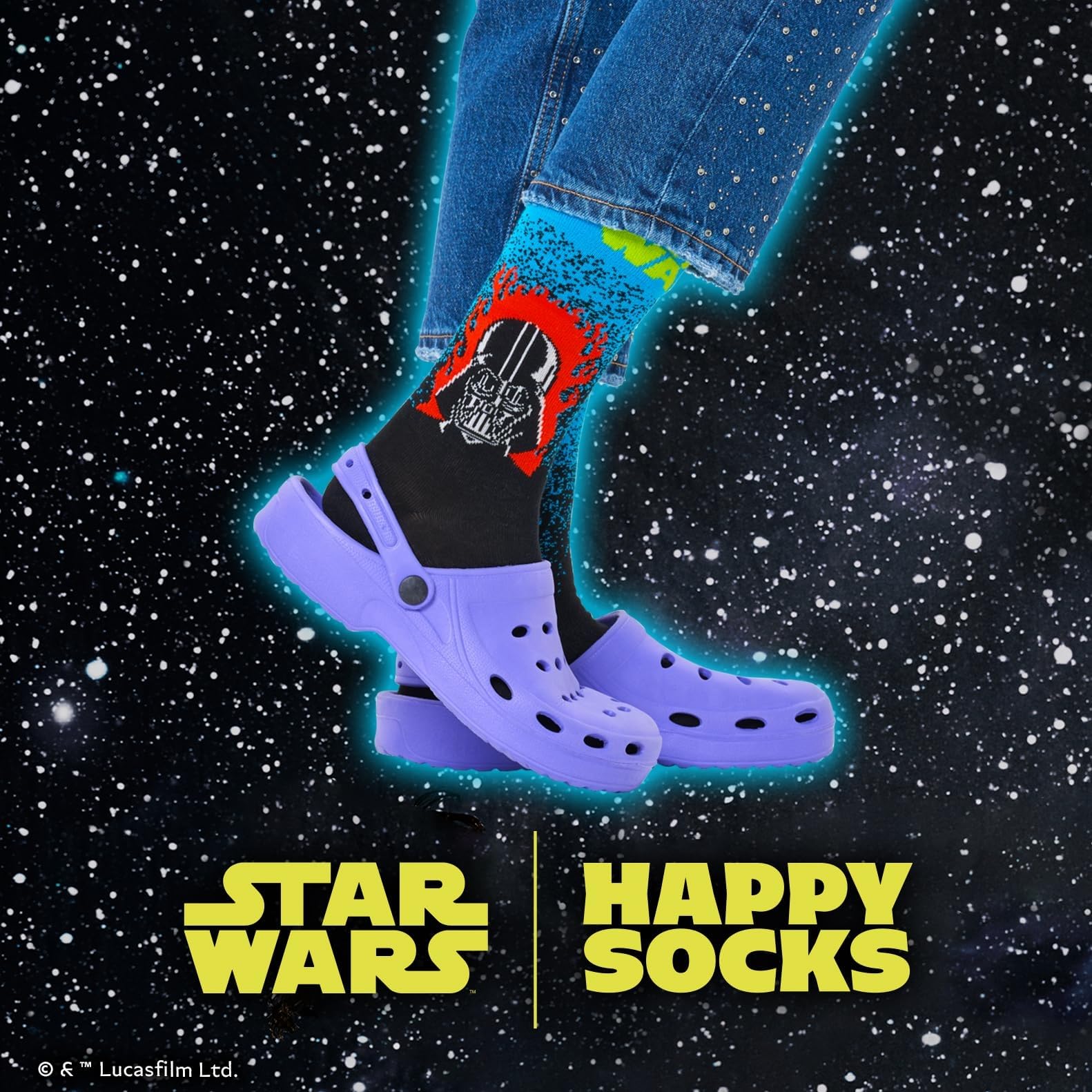 Happy Socks Calcetines y cajas de regalo de Star Wars con Ahsoka, Grogu, el Mandaloriano, Darth Vader, Yoda y más, 36-40 y 41-46