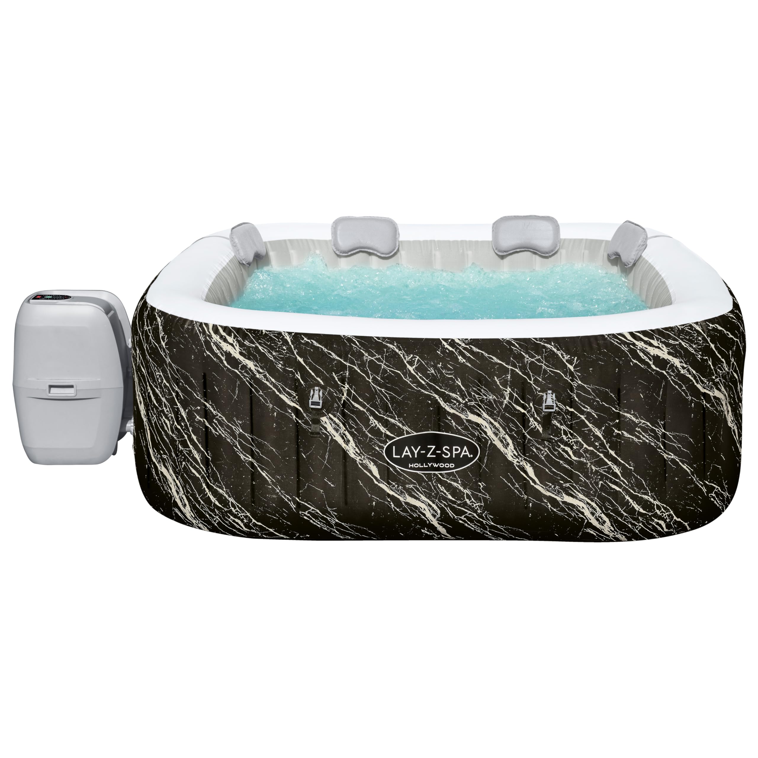 Bestway - Spa Gonflable Hollywood Luxe AirJet Efficacité énergétique avec lumières LED 4 à 6 Personnes - 180 cm x 180 cm x 66 cm - Noir