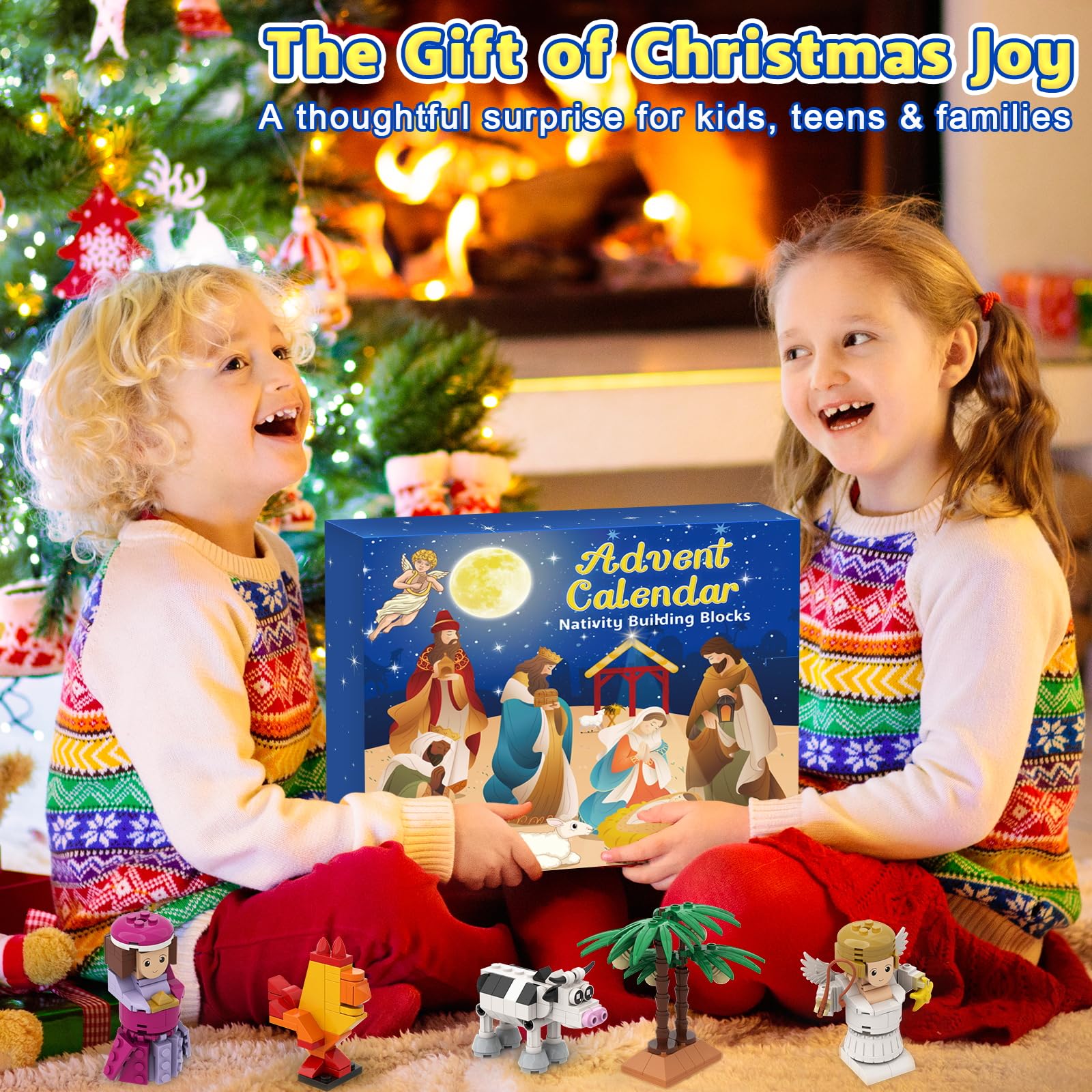 Calendario Dell'Avvento 2025 In Mattoncini: Presepe Natalizio Con 24 Statuette In Resina Per Bambini