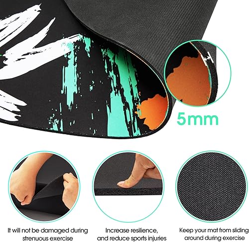 Miniatura 4 de Alfombrilla de goma grande para ejercicio en interiores y exteriores, diseño ovalado antideslizante para protección de suelo y cuerda, entrenamiento