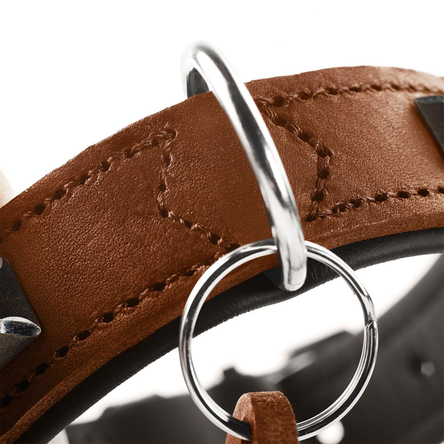 Produktbild von HUNTER CODY Hundehalsband Aus Bisonleder – Weich, Rustikal, Größe 50 (37–43 Cm), Dunkelbraun/cognac