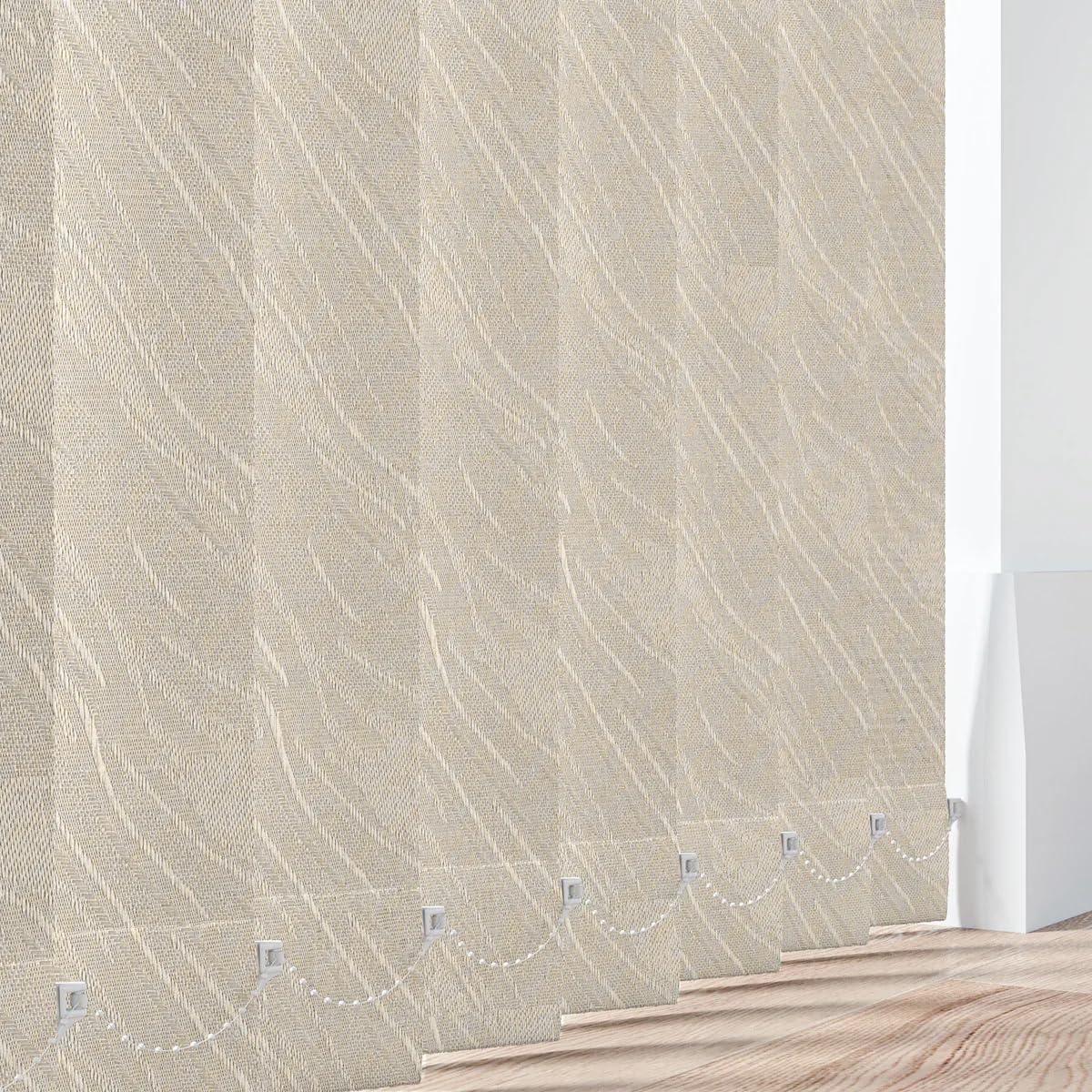 Made to Measure Vertical Blind Slats 89mm (3.5") in Pacific Sand | Custom Size Replacement Vertical Louvres with Hangers Weights & Chains | Wipeable Replacement Louvres | Window Blind Slats