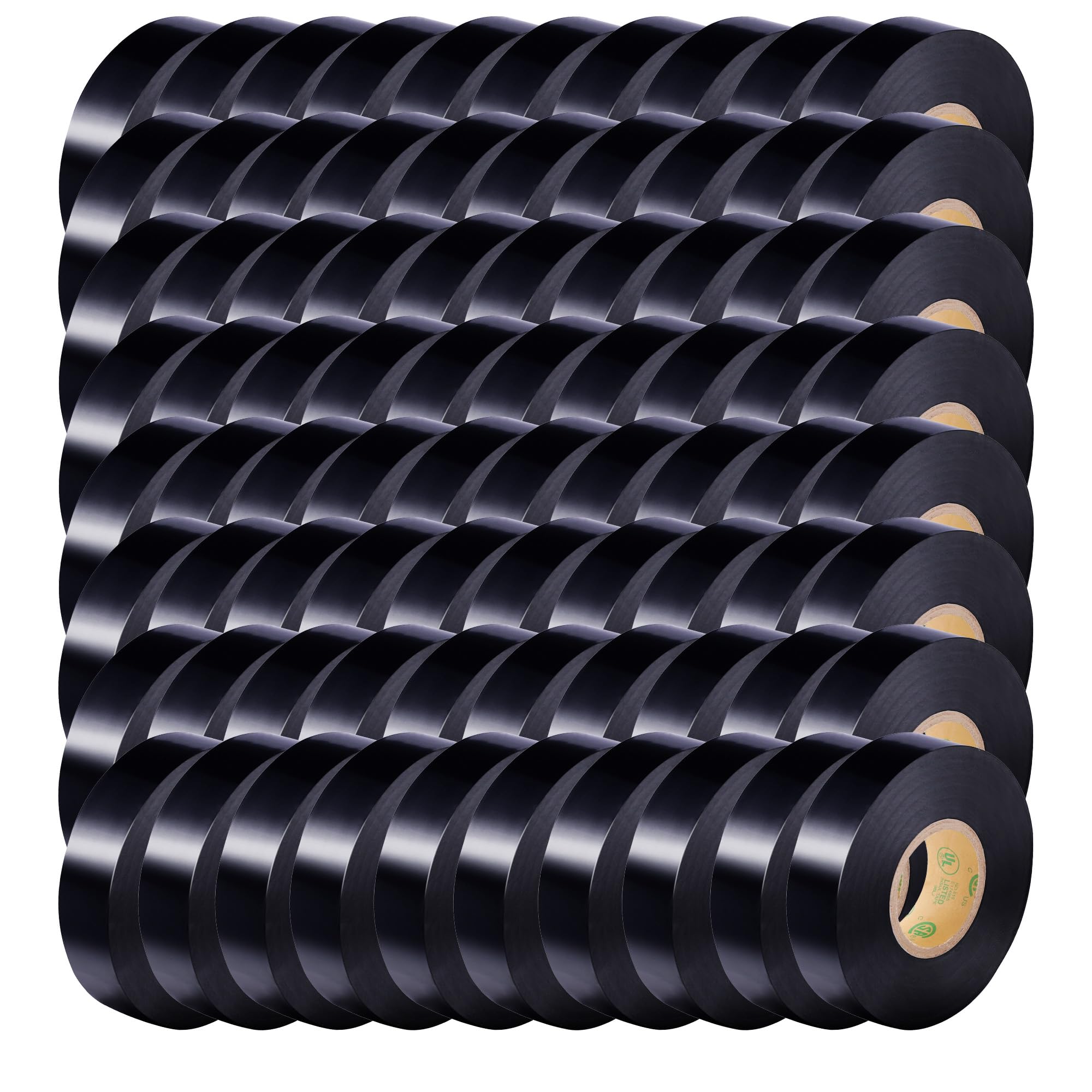 Lichamp Paquete de 80 cintas eléctricas negras impermeables, 3/4 pulgadas x 66 pies, grado industrial, certificación UL/CSA, cinta eléctrica de alta temperatura, supervinilo eléctrico