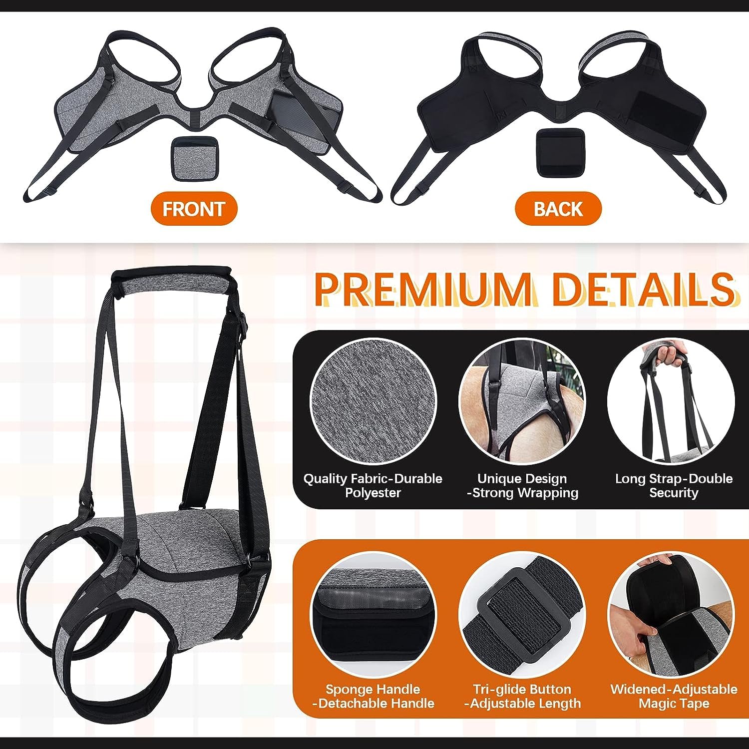 KUTKUT Dog Sling for Medium Dogs Hind Leg Support to Help Rehabilitate The Hind Limbs of Elderly Dogs with Weak Hind Legs Disabilities and Injuries Dog Harness Helps Arthritis ACL Recovery (Size: L) 4