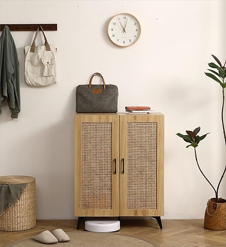 Miniatura 1 de Voohek Gabinete de almacenamiento moderno de ratán, roble