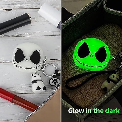 Miniatura 7 de Funda para Airpods de 3ª generación con bonito llavero de panda, [brilla en la oscuridad] Divertidas fundas de calavera de anime para Apple Airpods