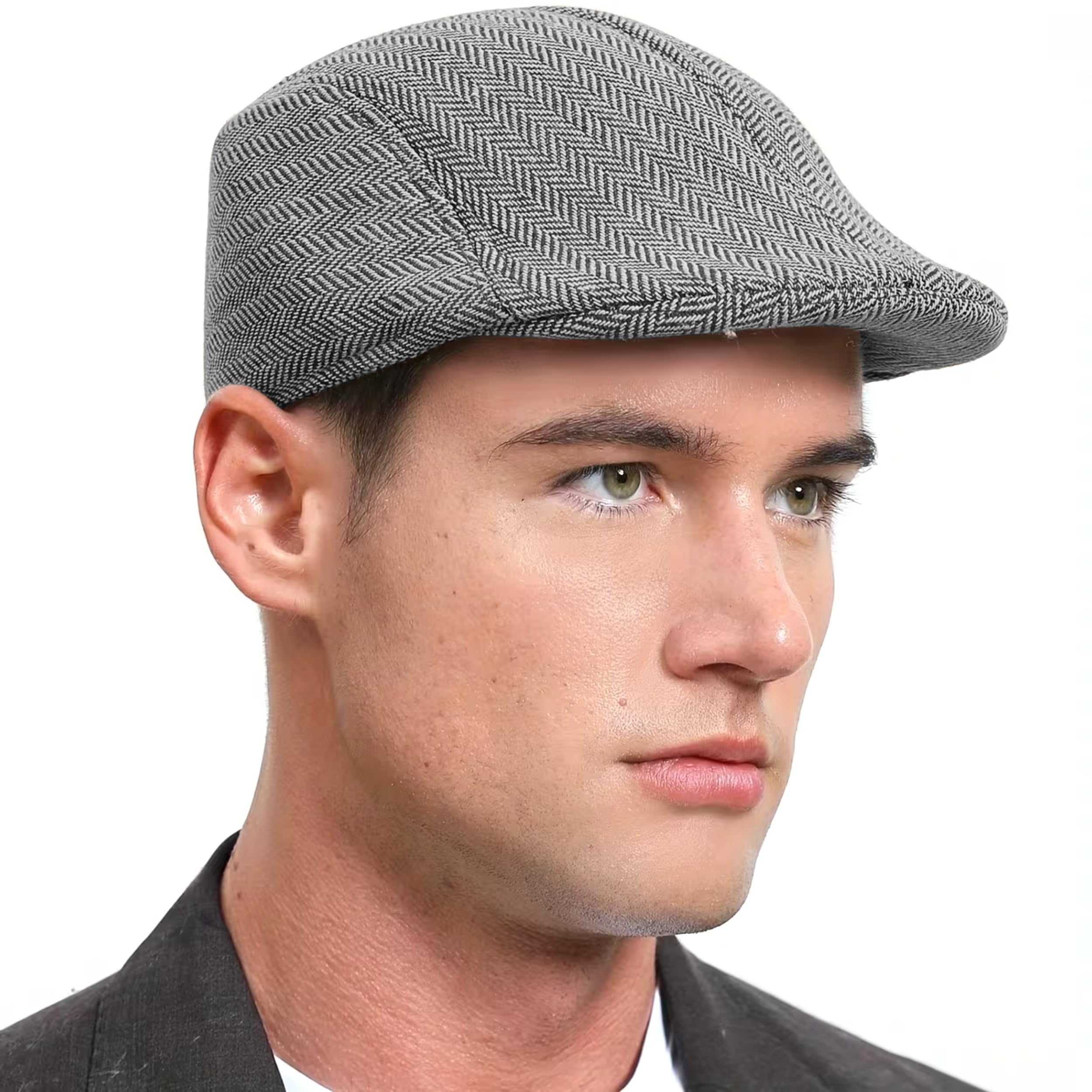 Khwaish Men's Vintage Tweed Herringbone Flat Newsboy Cap | Classic Ivy Hat/Golf Driving Cap | Stylish Casual Outdoor Hat for Men – All Weather-image-20