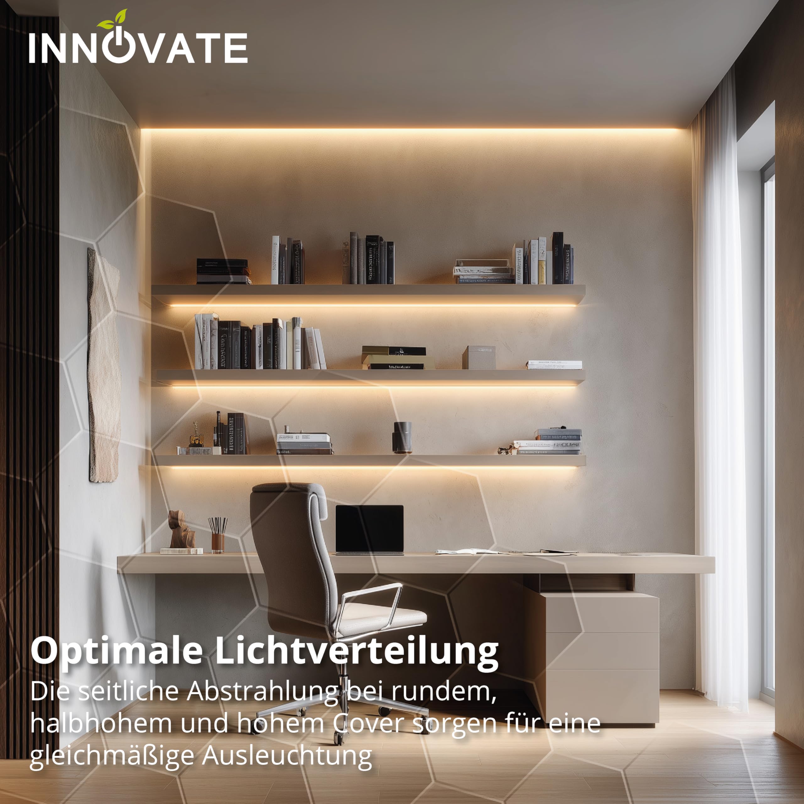 INNOVATE LED Leiste Aluminium Silber-Milchig [6x1m Einbauprofil E-12 STANDARD Aluprofil LED Streifen Set] U Profil Aluminium Indirekte Beleuchtung I Lichtleiste Deckenleisten