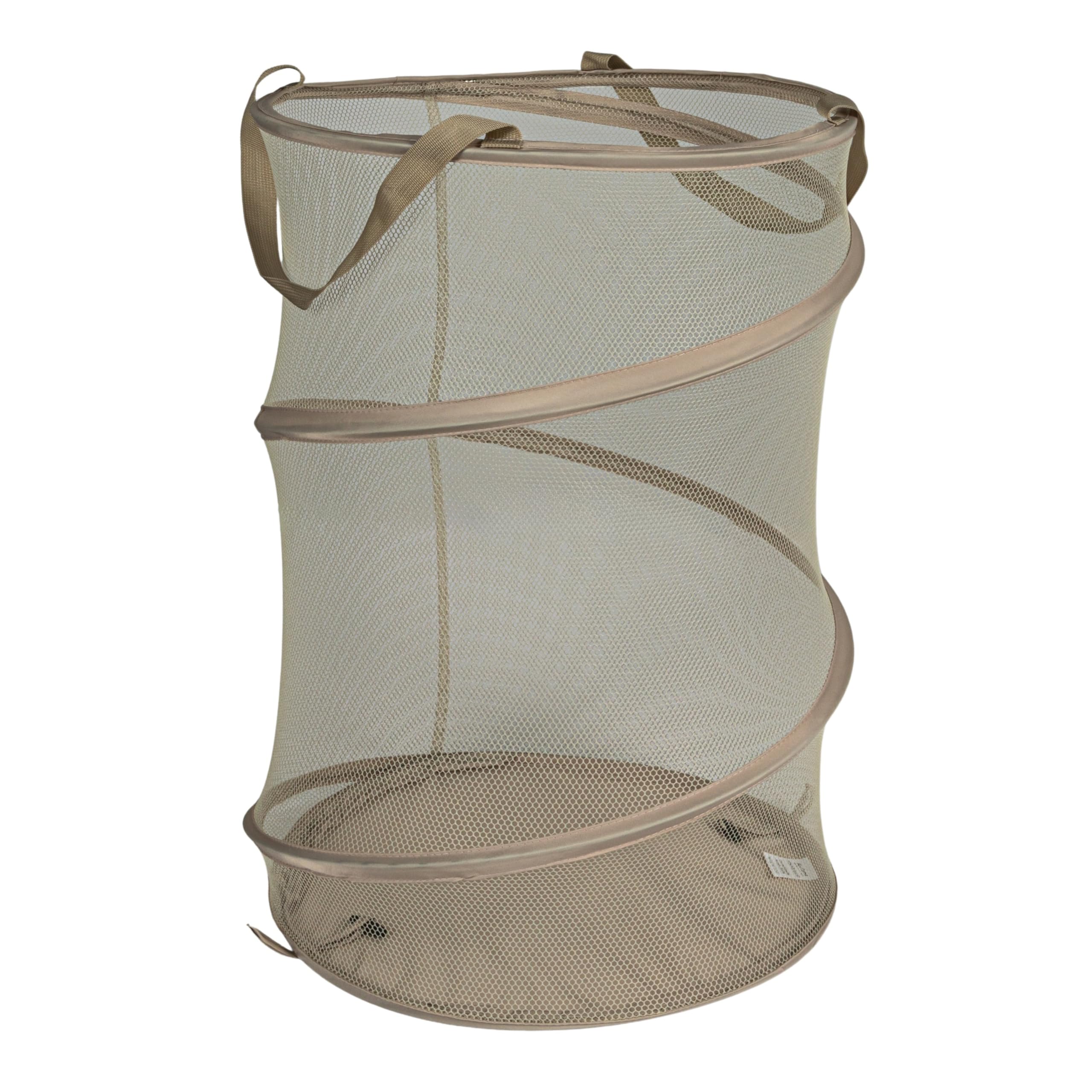 Household Essentials Pop-Up Mesh Laundry Hamper, Beige