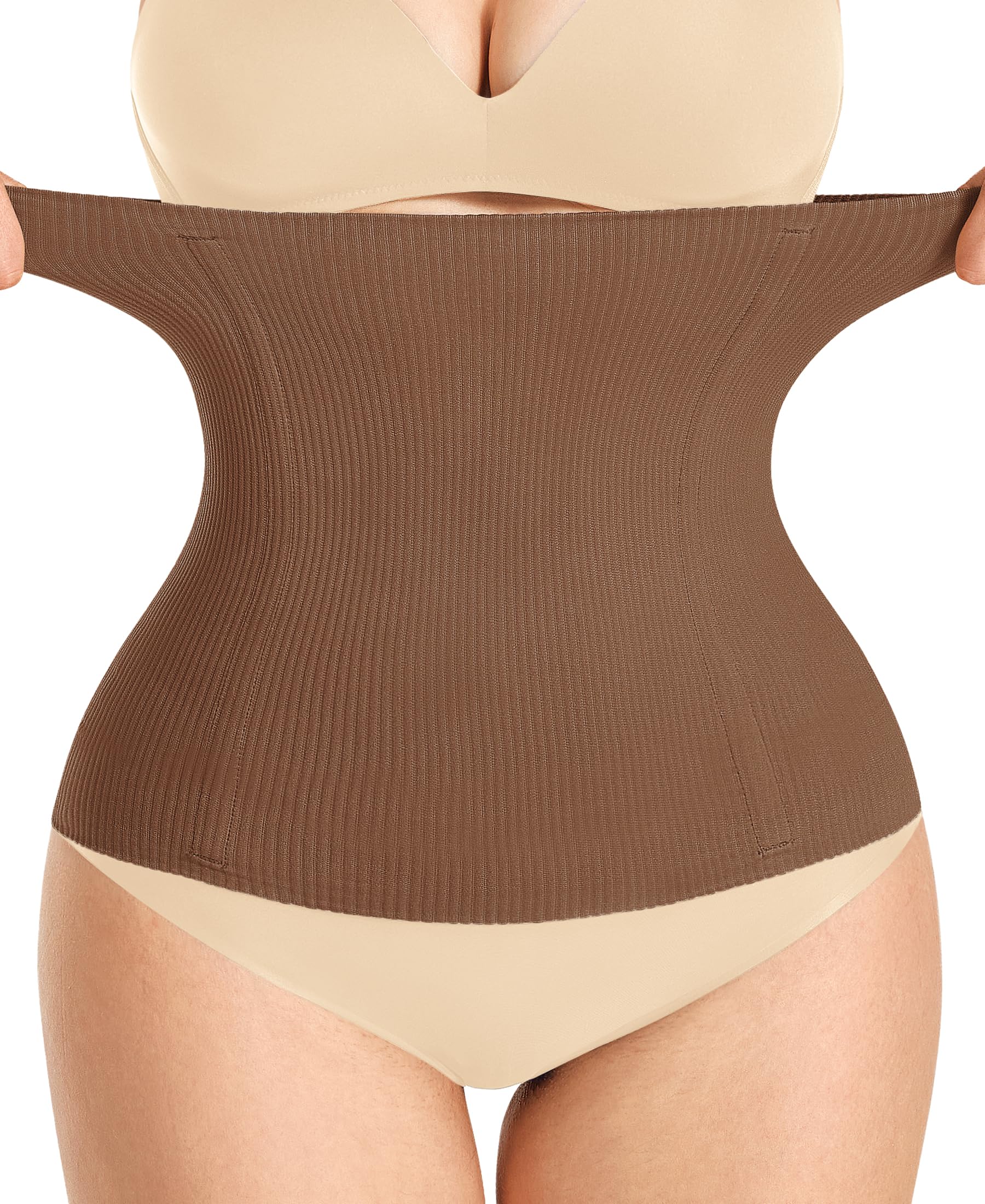 YERKOAD Waist Trainer for Women Corset Shapewear Tummy Control Faja Body Shaper Seamless Waist Cincher Postpartum Belly Band, Coffee, S