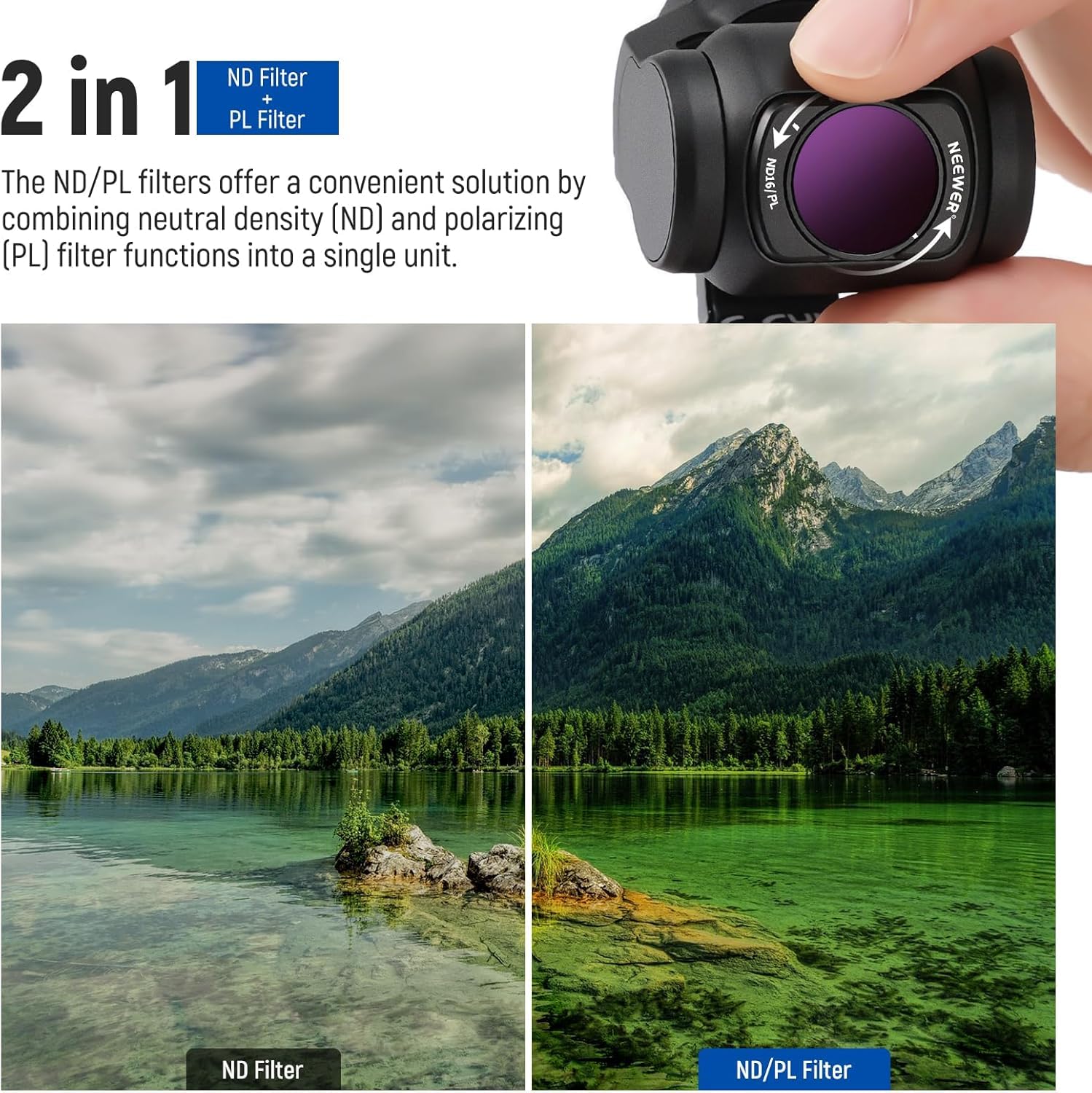 Neewer Magnetyczny zestaw filtrów ND/CPL kompatybilny z DJI OSMO Pocket 3 Creator Combo akcesoria, kamera sportowa 6-pak UV CPL ND16/PL ND32/PL ND64/PL ND256/PL filtry polaryzacyjne i neutralne