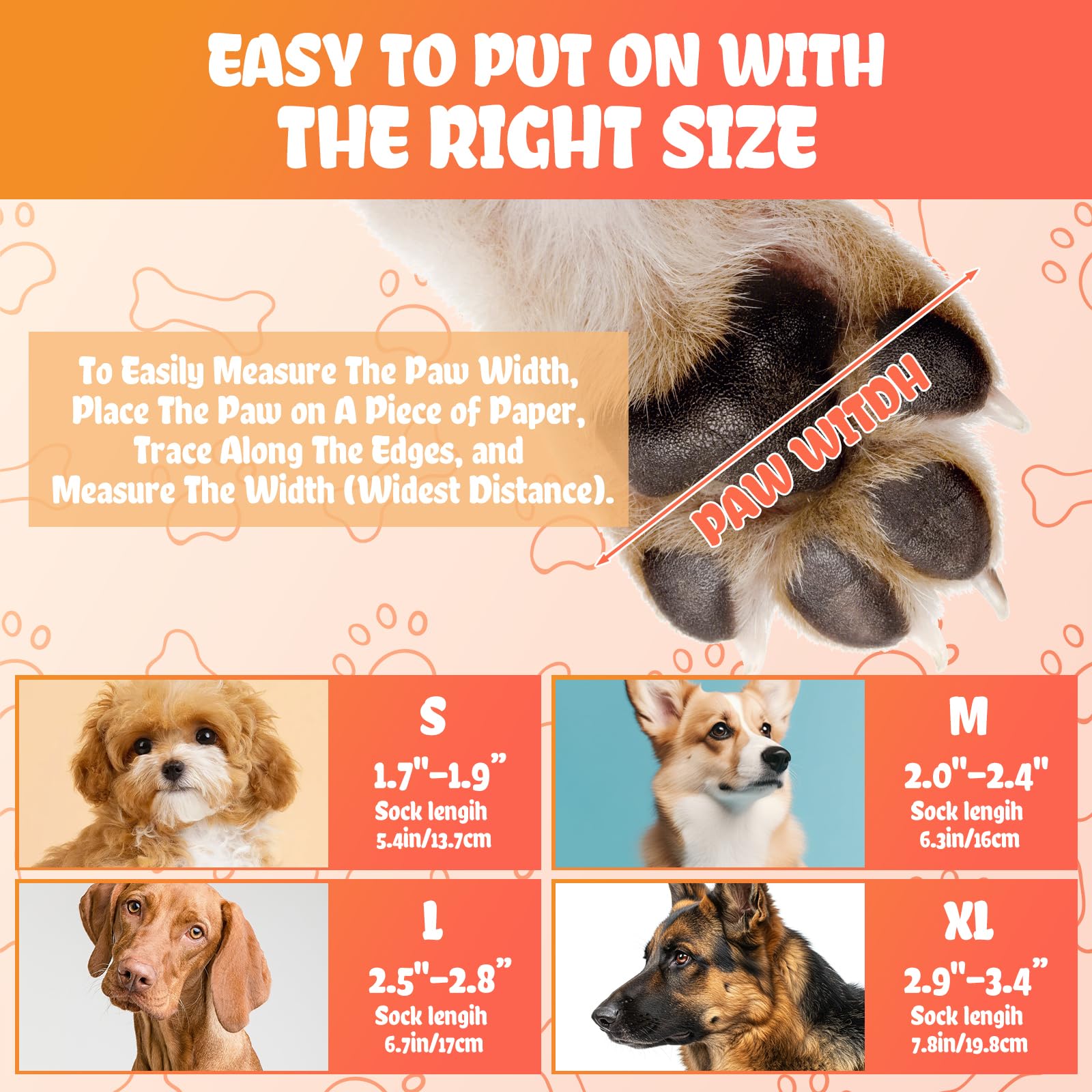4 Pcs Dog Boots Paw Protector, Dog Socks Paws Stop Licking, Dogs Shoes with Grippers for Hot/Cold Pavement - Image 4
