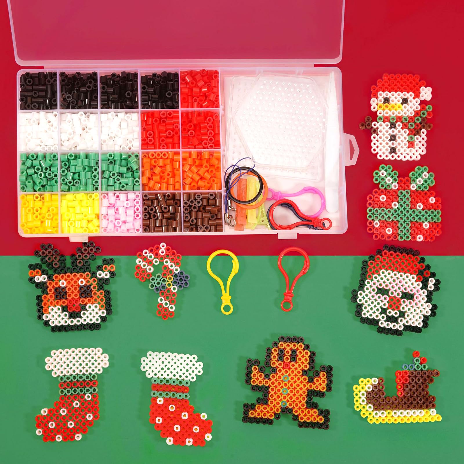 Kit perles à repasser Père Noël 2000 perles - Rouge - Jeux