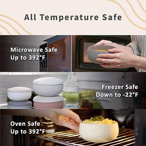 Miniatura 2 de BESO VIDA Recipiente de silicona con tapas, recipiente de silicona para almacenamiento de alimentos a prueba de fugas, apto para congelador,