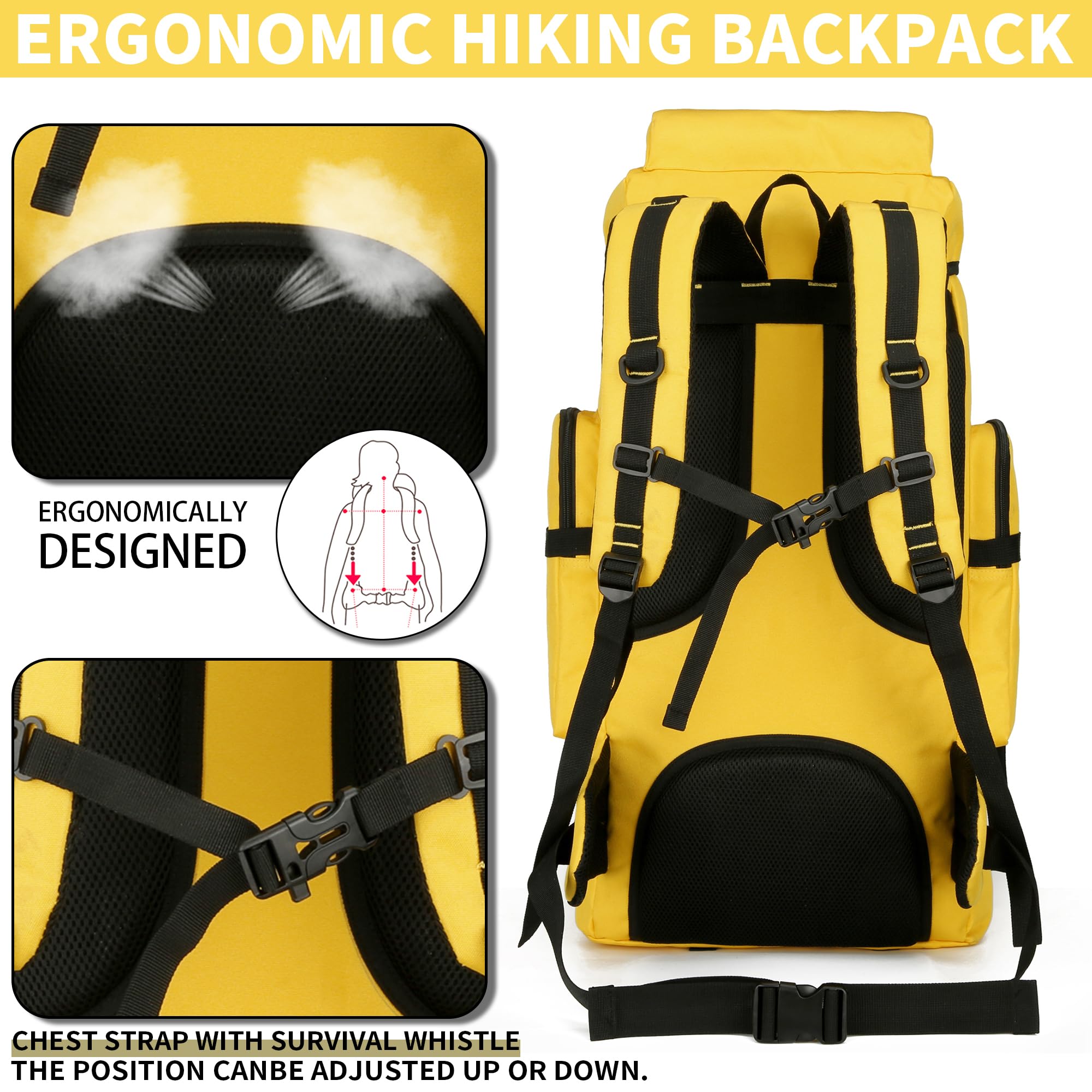 Wanderrucksack für Herren, 70 l/100 l, Camping-Rucksack, Militärrucksack, Molle-Rucksack, 3 Tage Assault Pack zum Klettern