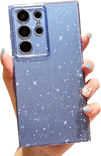 OWLSTAR Funda compatible con Samsung Galaxy S22 Ultra, bonita funda protectora de neón con purpurina, delgada, flexible, brillante, para mujeres y