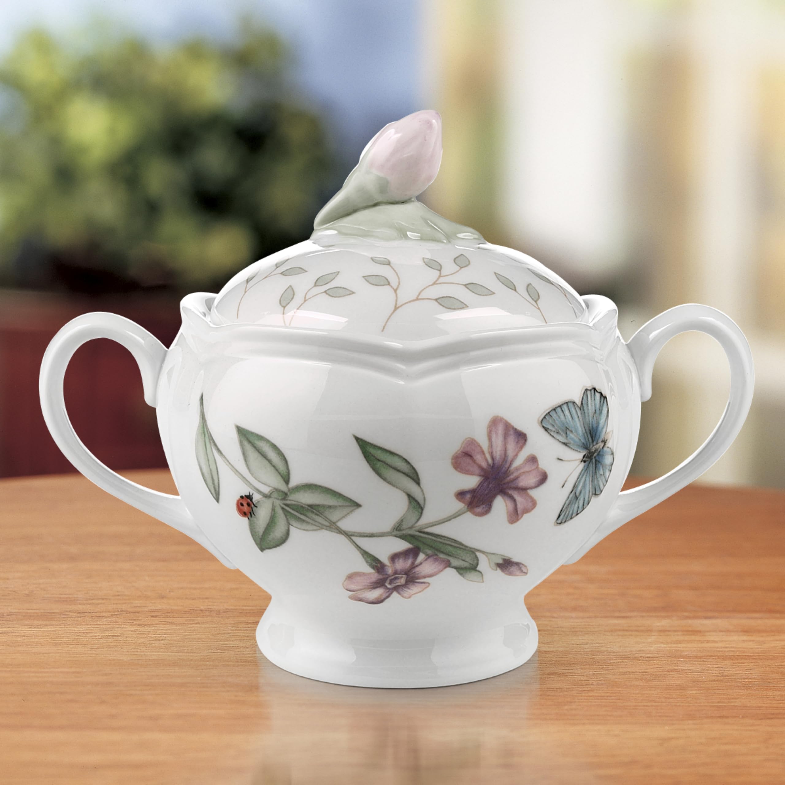 Lenox Butterfly Meadow Sugar Bowl - Elegant White -4 Lenox Butterfly Meadow Sugar Bowl - Elegant White -4