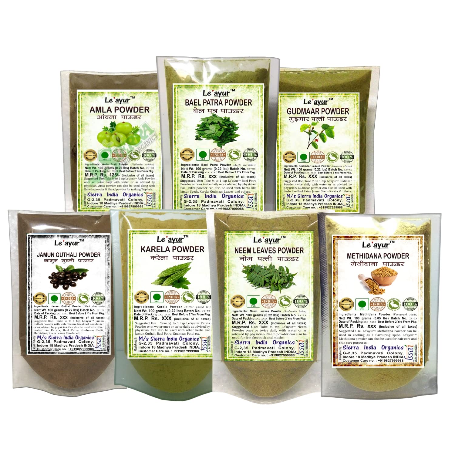 Leayur Combination of Amla, Neem, Methidana, Bel Patra, Jamun Gutli, Karela & Gudmaar Powder 100-100 Grams (B01CB6CJQ8) Amazon Price History, Amazon Price Tracker