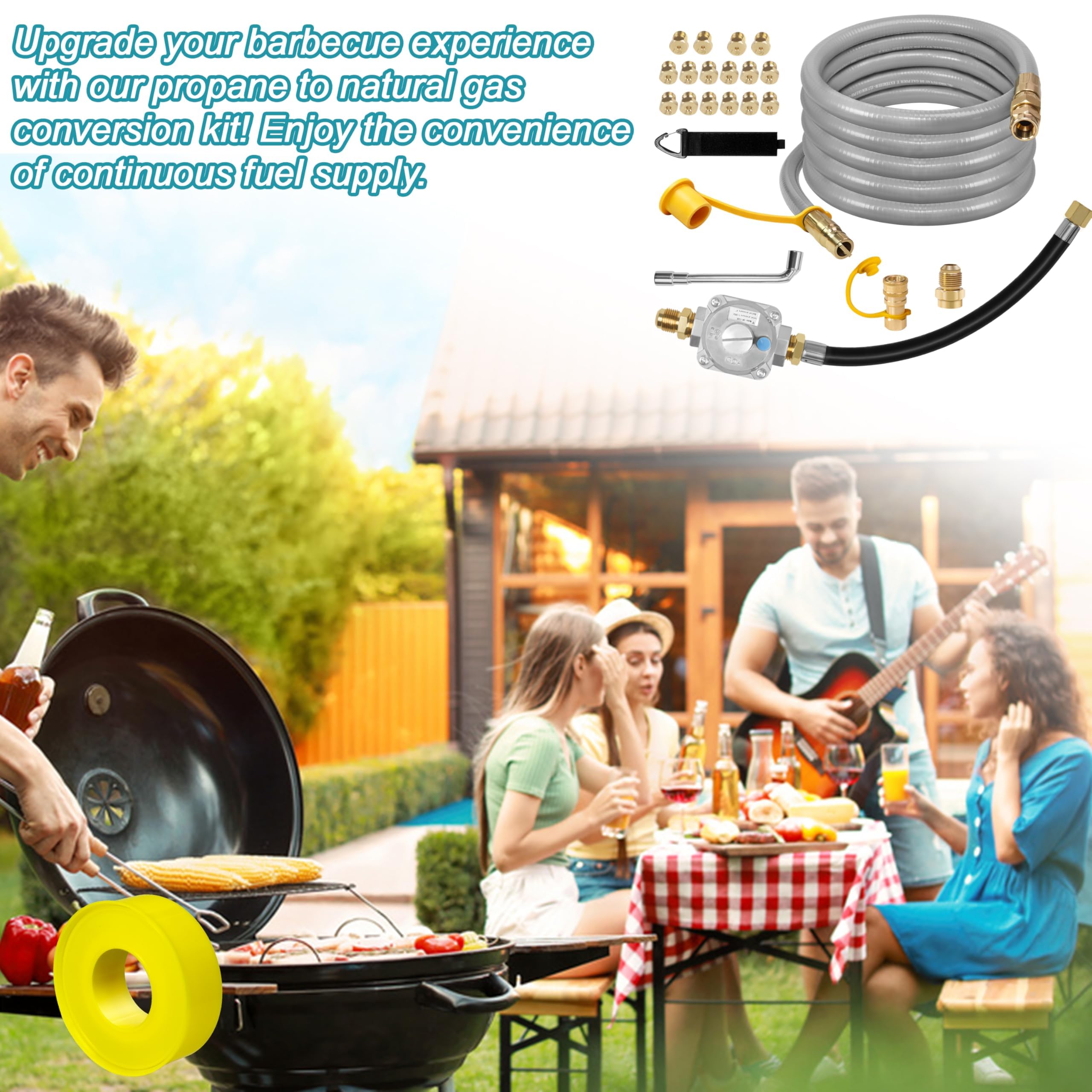 Kit de conversión de propano a gas natural de 10 pies para parrillas Weber Genesis, Genesis II, Spirit, Spirit II, incluye manguera de gas natural de 1,27 cm con regulador y orificio