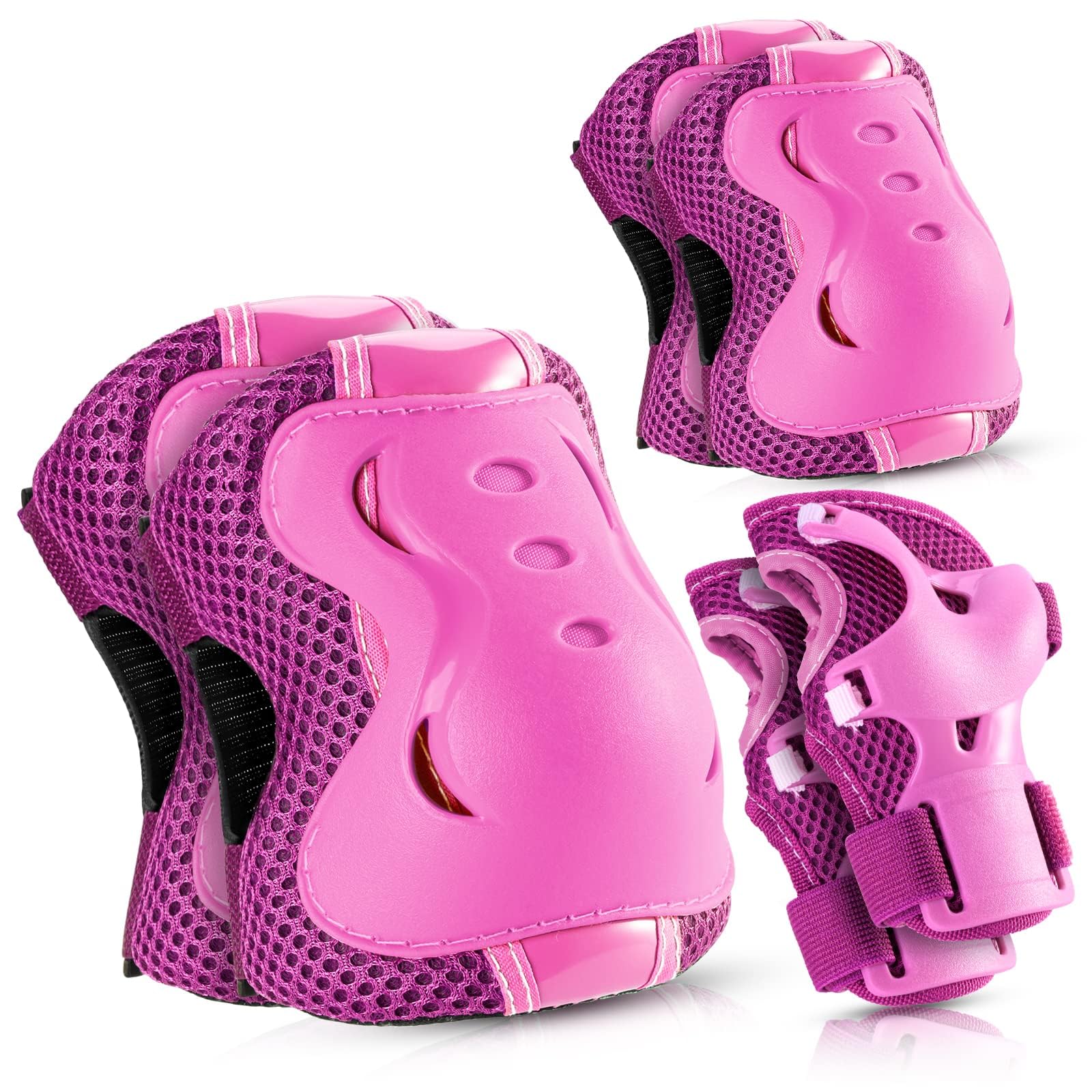 BOSONER Knee Pads for Kids Roller-Skating: Adjustable Protective Gear Set Knee Elbow Pads Wrist Guards for Bike Cycling Skateboarding Scooter Gifts 3-