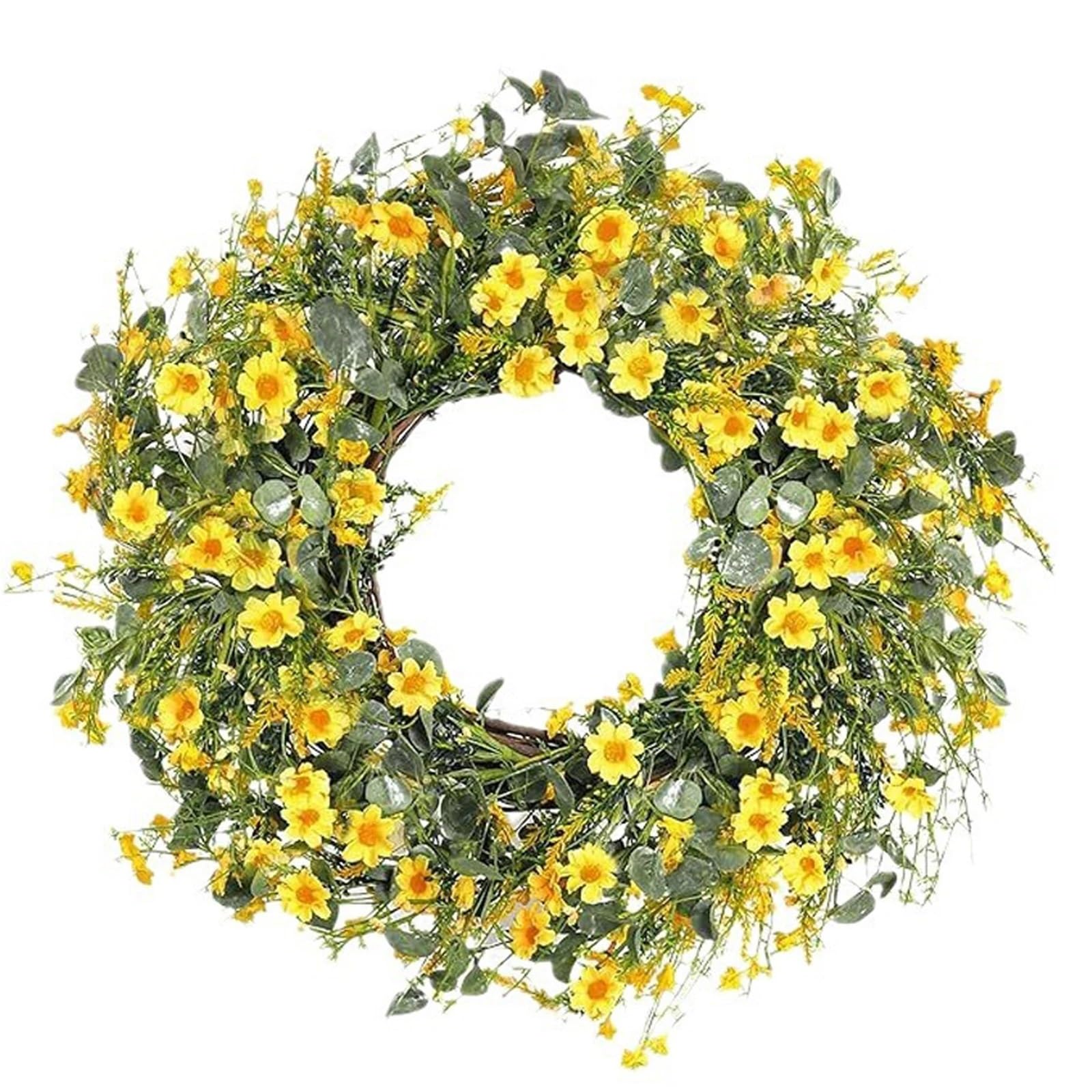 Door Wreath Artificial Wreath Colorful Wildflower Spring Summer Door 40cm Drieds Flower Plastic(Color 1)