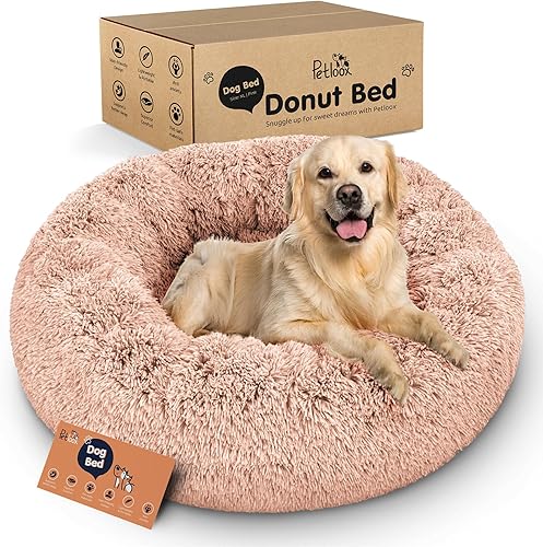 Miniatura 15 de Cama para perros con forma de dona, comodidad prémium para aliviar la ansiedad, diseño esponjoso y calmante con soporte ultra afelpado, acogedora