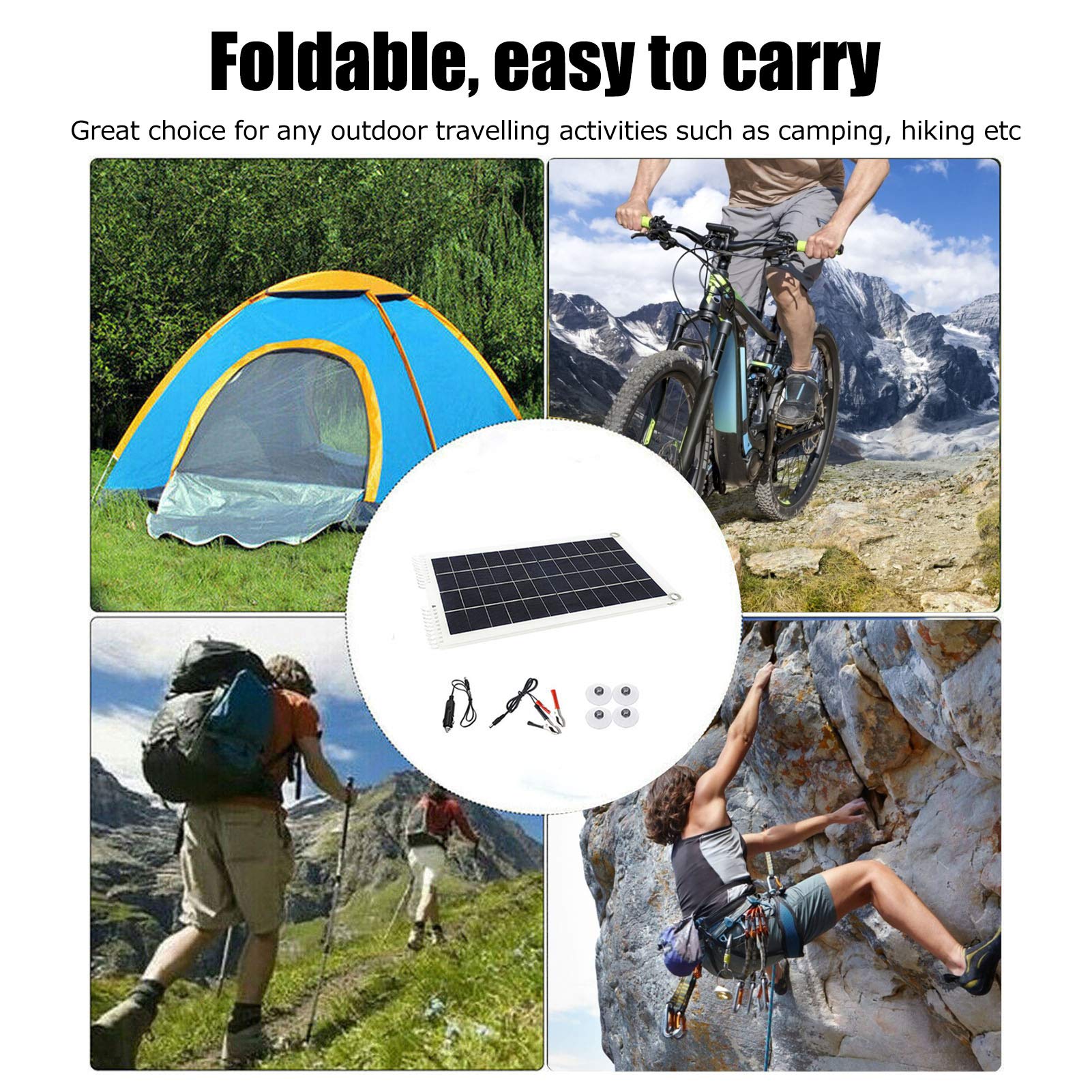 Telefono Solare Portatile Pieghevole da 30 W con Pannello Solare per Videocamera da Viaggio all'aperto RV Telefono Solare Portatile Pieghevole da 30 W per la Famiglia