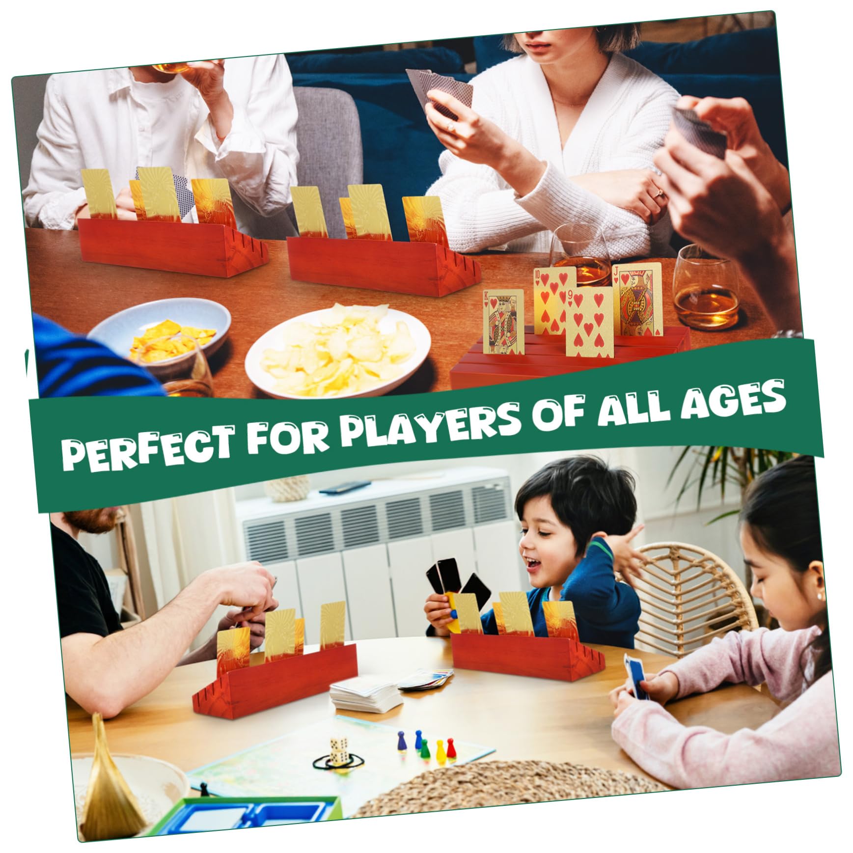 VICASKY 2 Soportes para Cartas de Juego de Madera Marrón, Base para Naipes, Acceso Fácil y Comodidad en Partidas, 2 Piezas