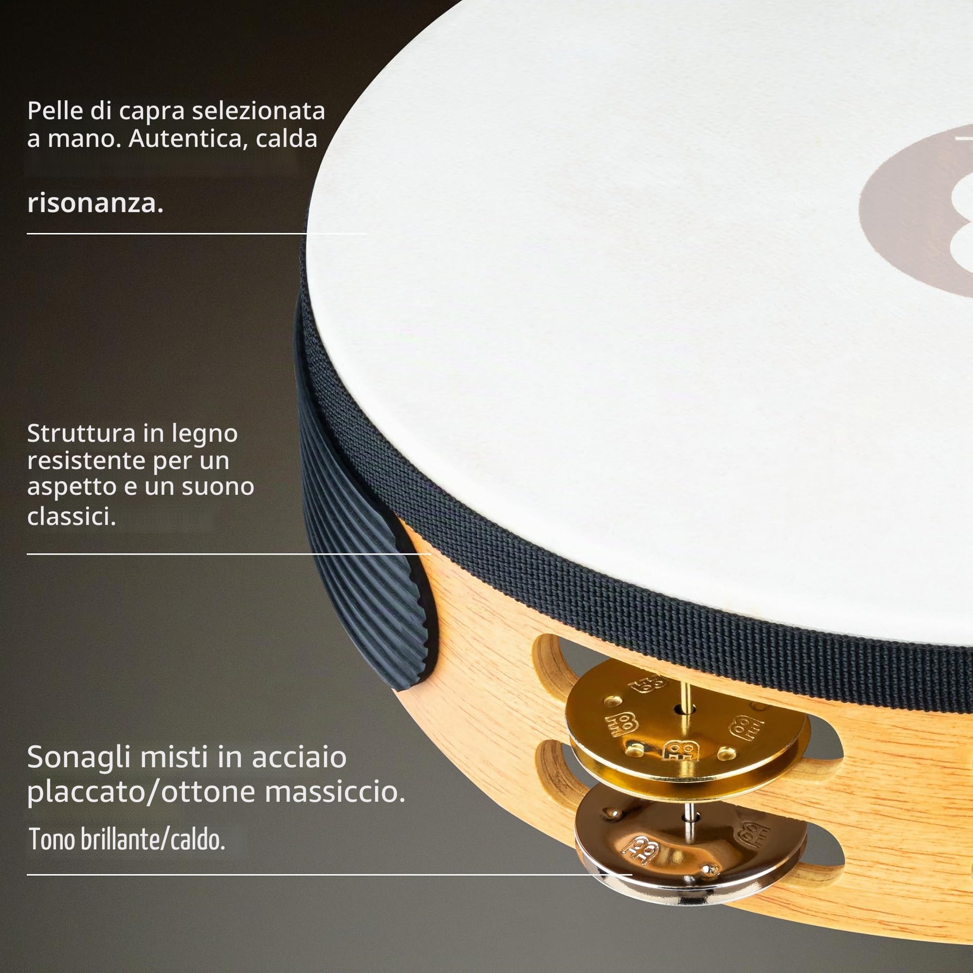 Meinl Percussion - Combo con tamburello da Registrazione - 25,4 cm (10"), 2 file di Cimbali (TAH2M-SNT)