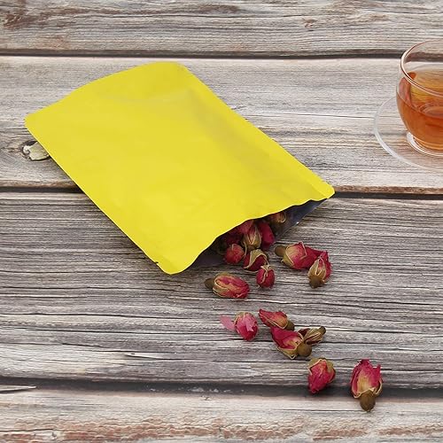 Miniatura 5 de QQ Studio Bolsas de pie de aluminio Mylar mate sellables de doble cara (100 bolsas) (5.1 x 7.1 pulgadas, amarillo mate)