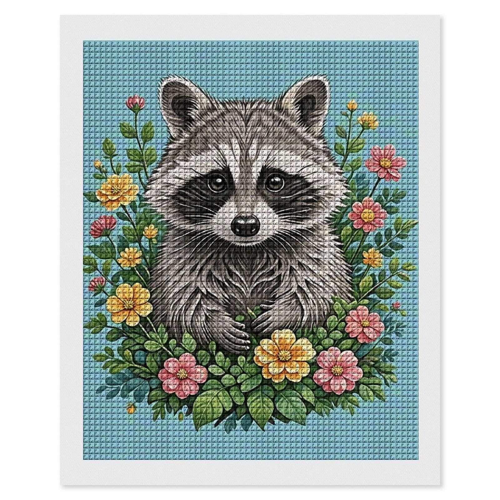 FodPand Raccoon 5D Diamond Painting Kits for Adults Beginners Full Drill Square Diamond Dots Pictures Gem Art Supplies for Home Wall Room Decoration DIY Craft Set Gift 16X20